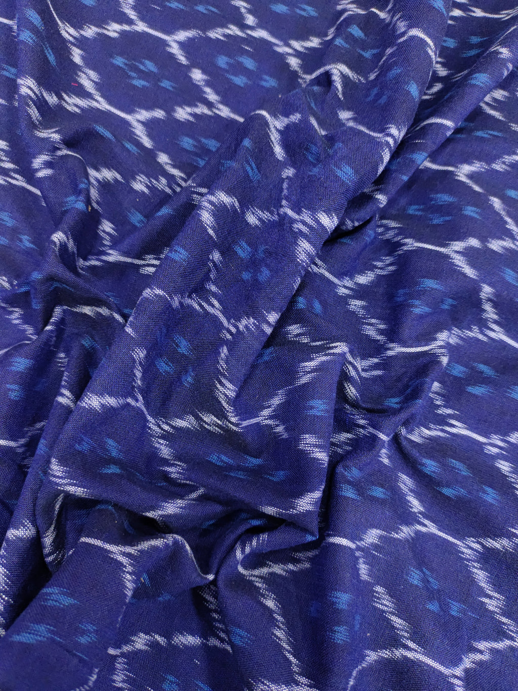 Pure ikkat navy blue cotton fabric Azo free wash fabric