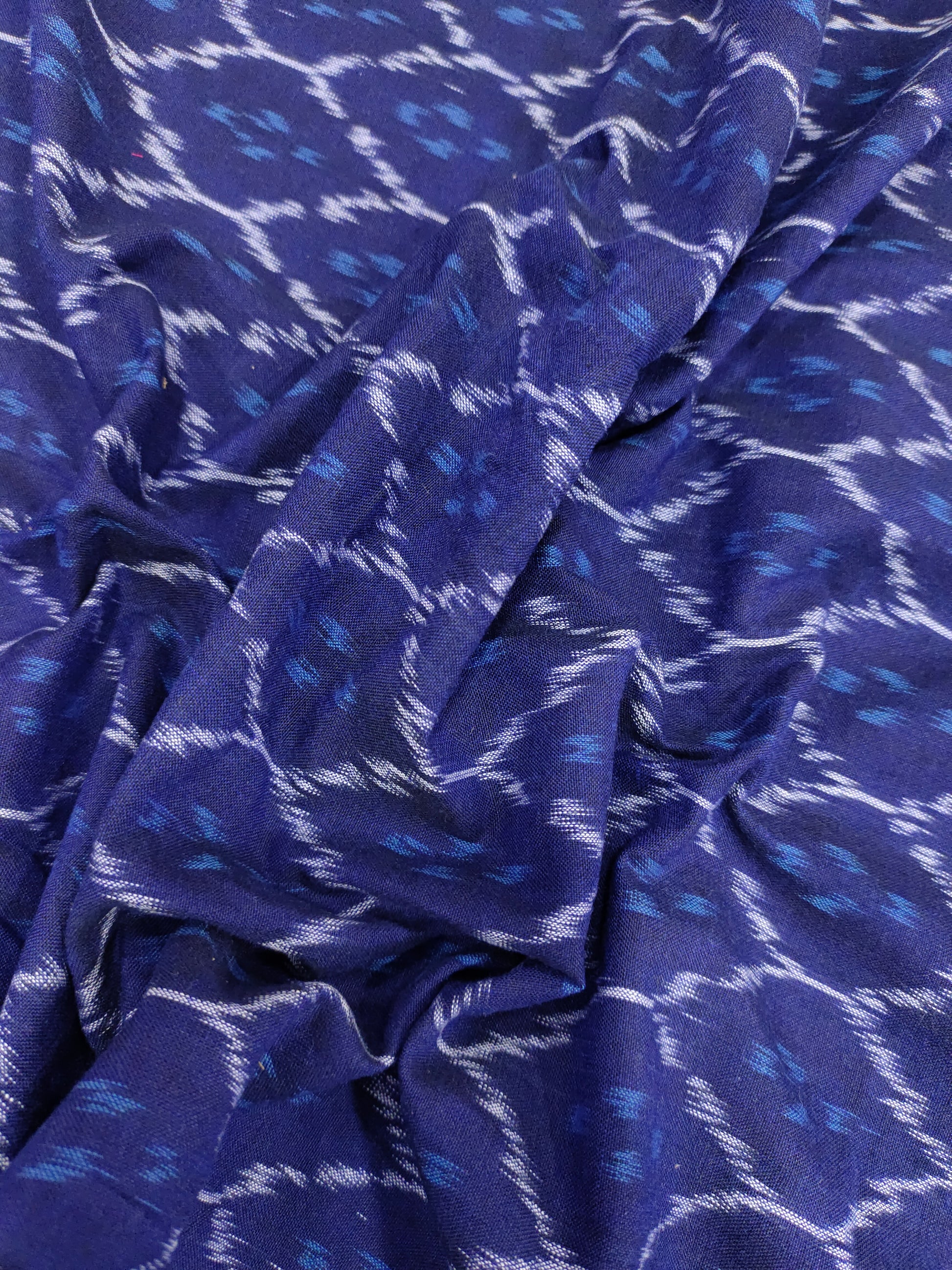 Pure ikkat navy blue cotton fabric Azo free wash fabric