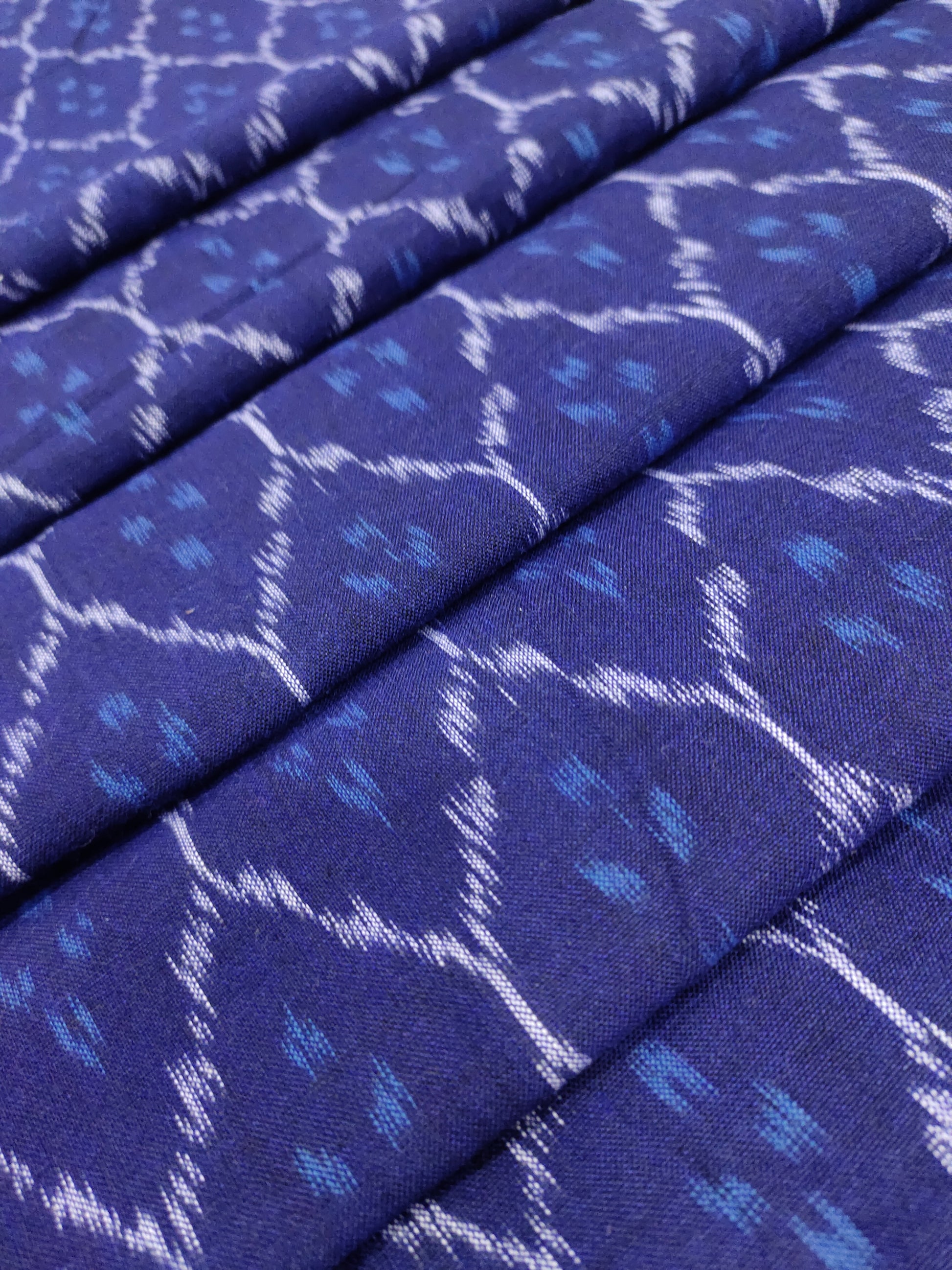Pure ikkat navy blue cotton fabric Azo free wash fabric
