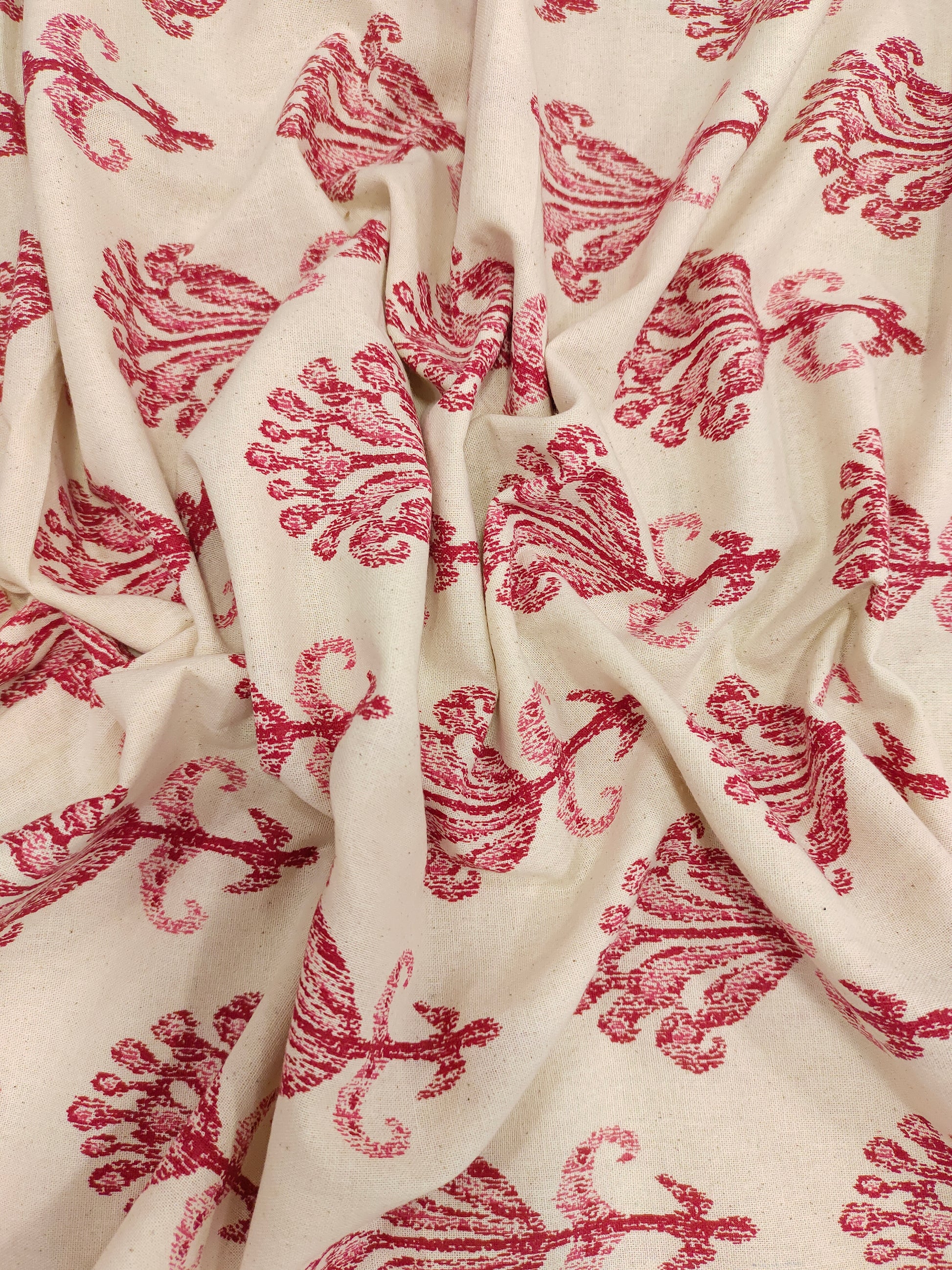 Flex cotton fabric with maroon floral print