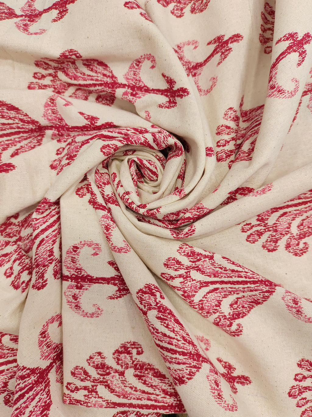 Flex cotton fabric with maroon floral print