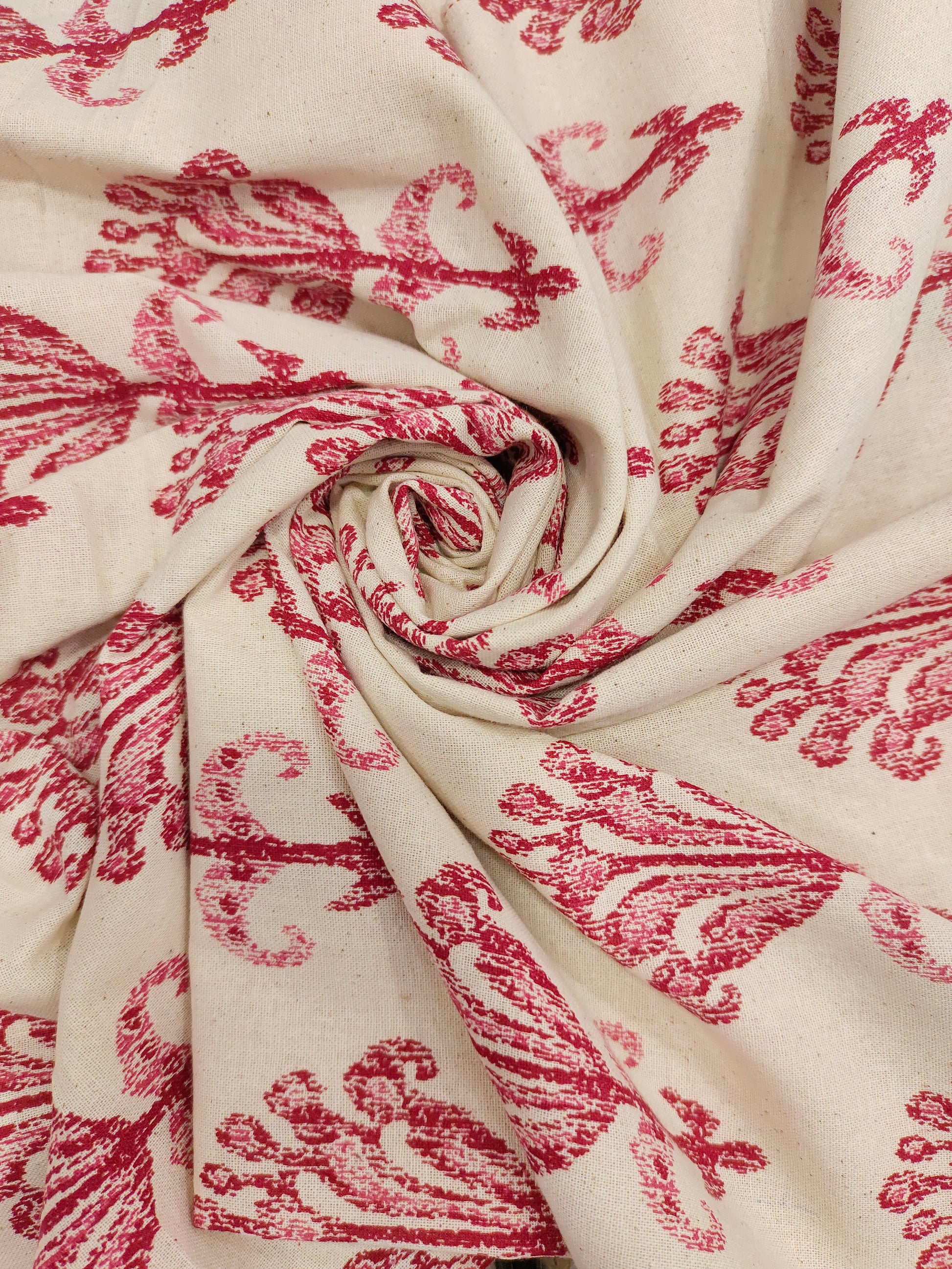 Flex cotton fabric with maroon floral print