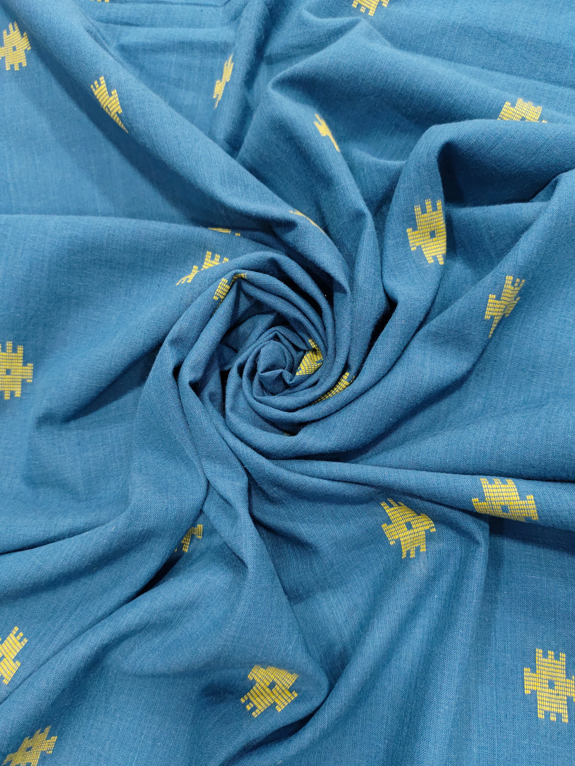 South cotton Jacqard cut butti teal blue
