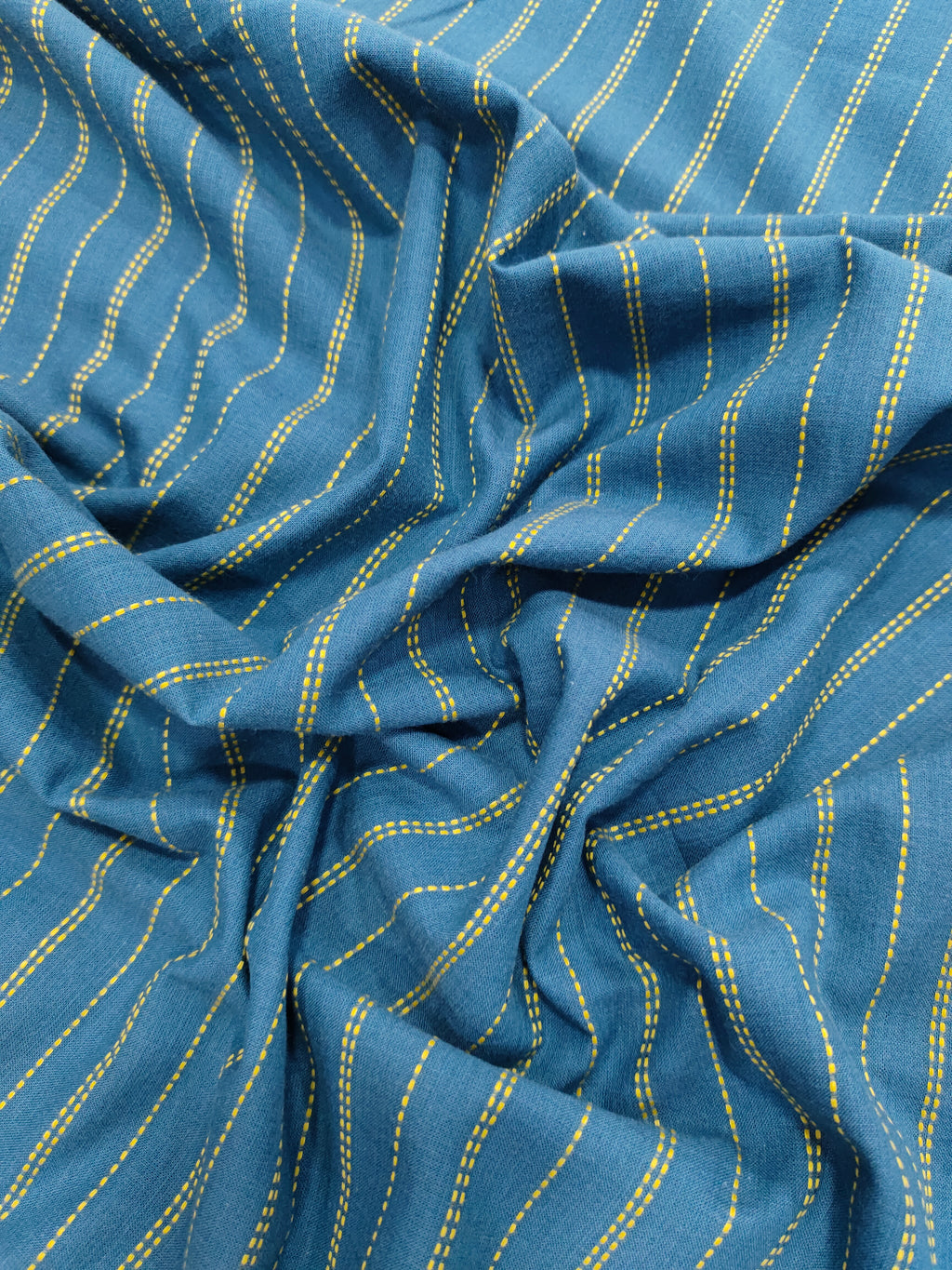 Blue South cotton handwork katha's stripes