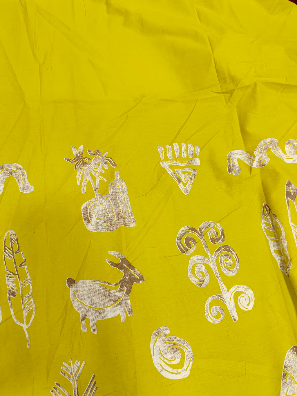 Jaipur cotton daman print light mustard color
