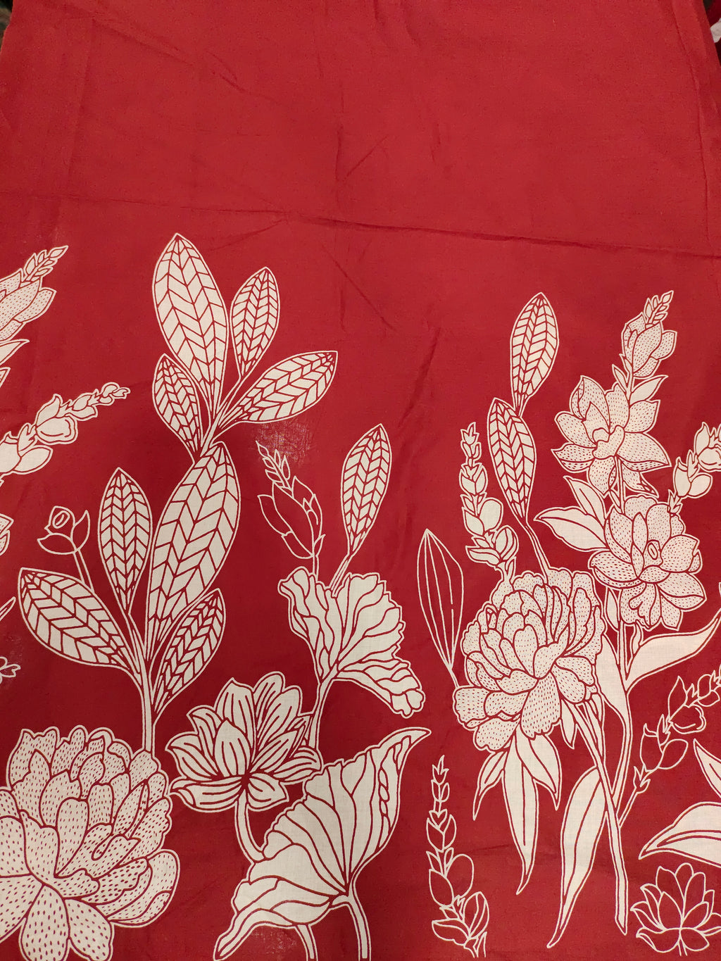Jaipur cotton daman print on red fabric