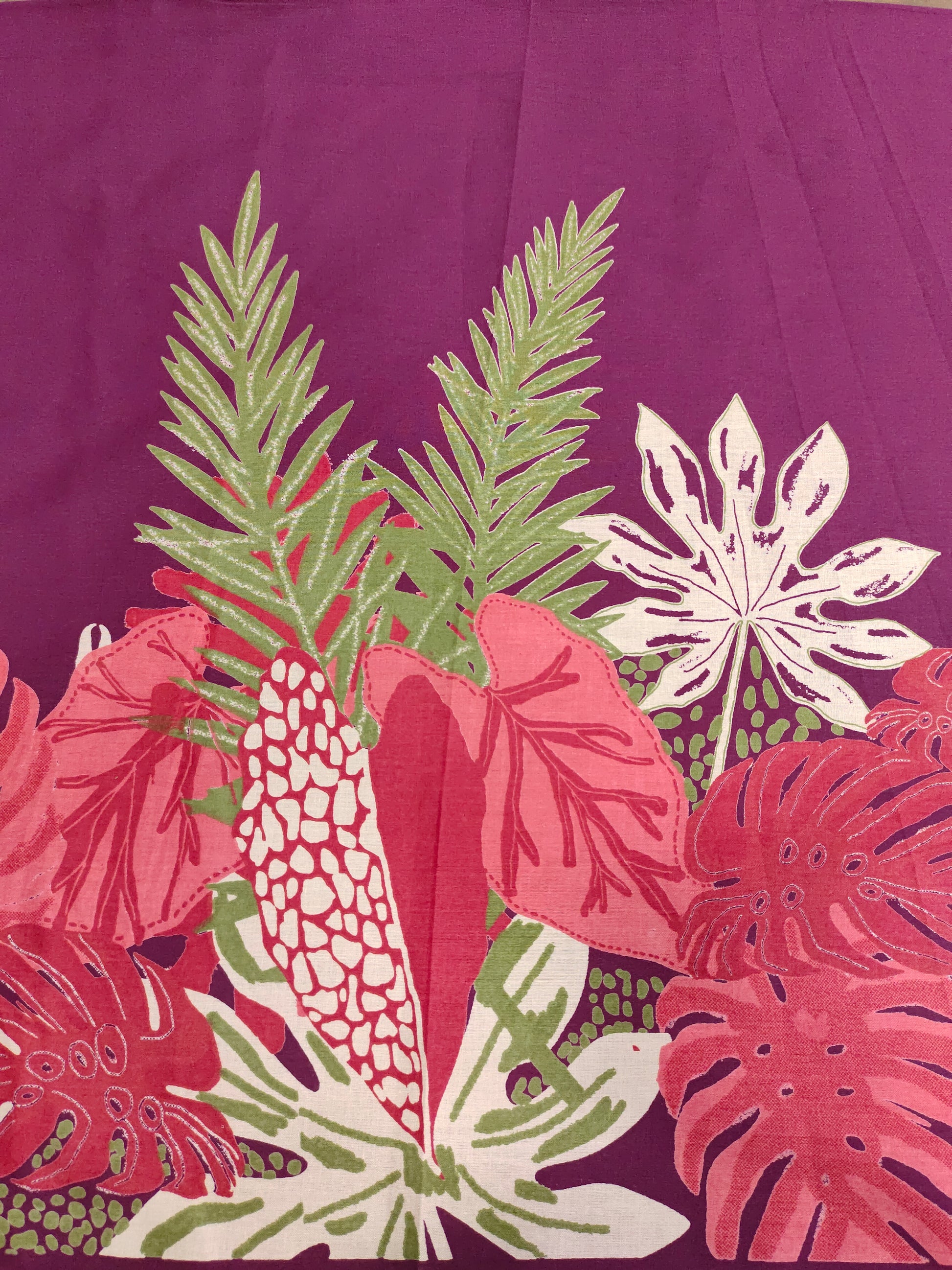 Jaipur cotton daman print on wine color with tomato and green