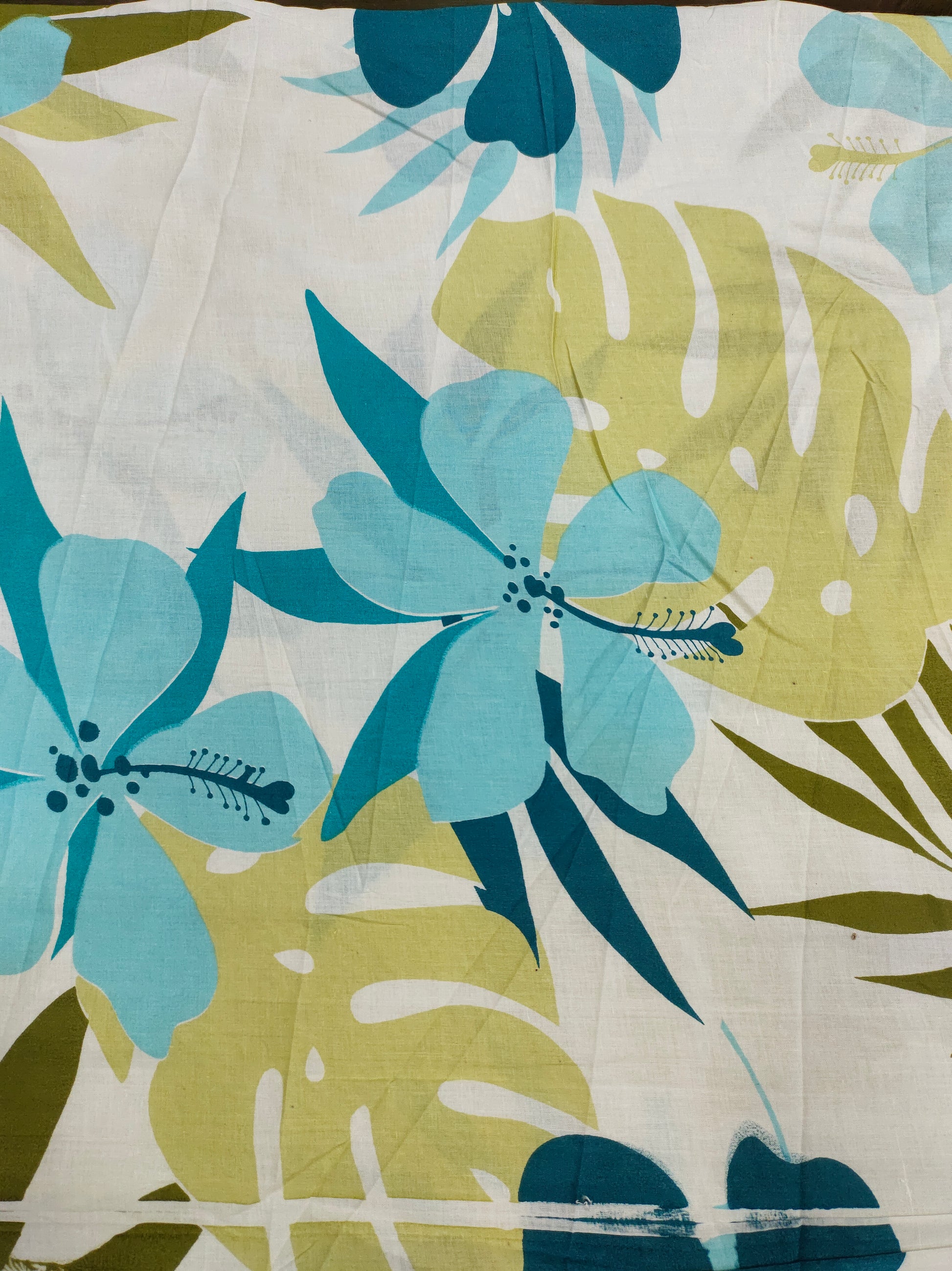Jaipur cotton big floral print with blue green and beige