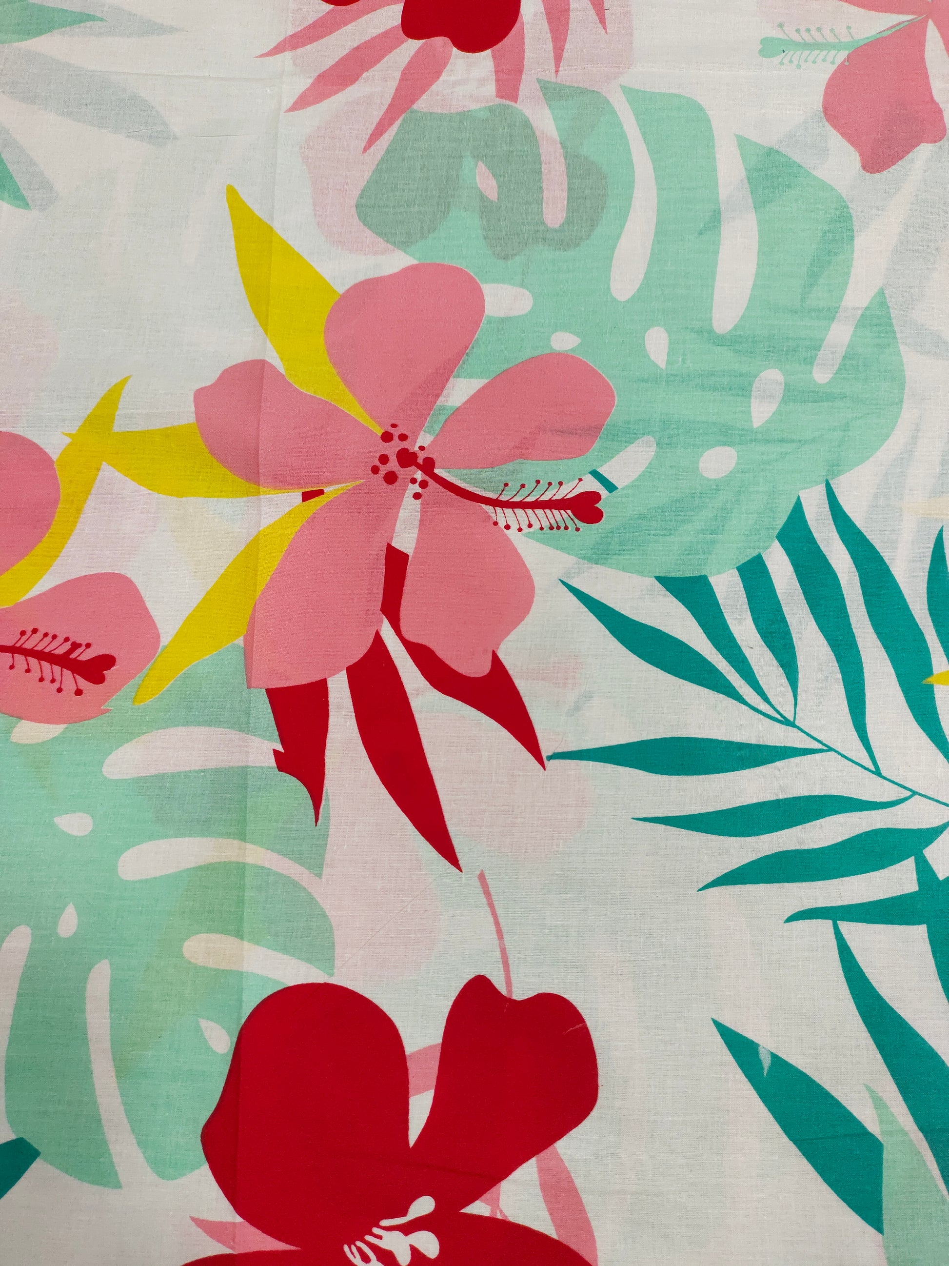 Jaipur cotton big floral print with pink green and yellow
