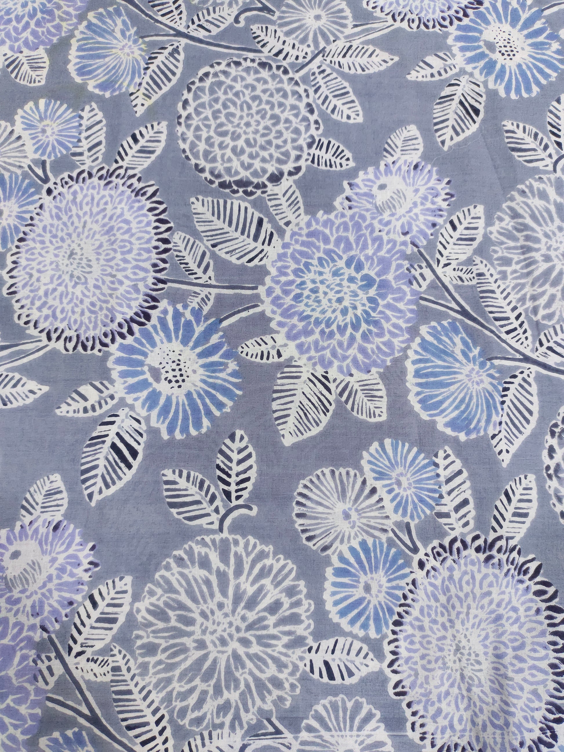 Cotton screen print on grey with white