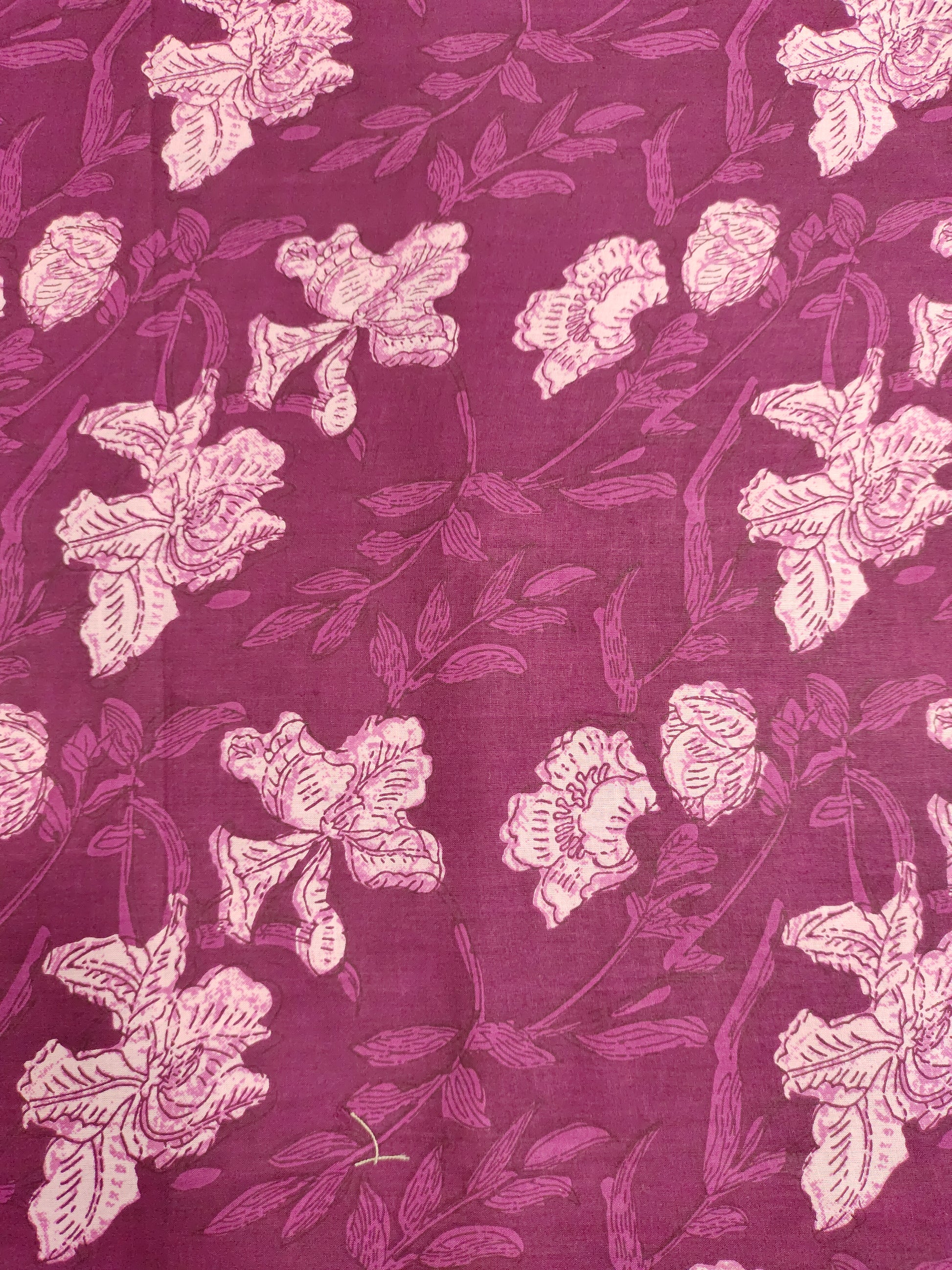Cotton screen print fabric wine color
