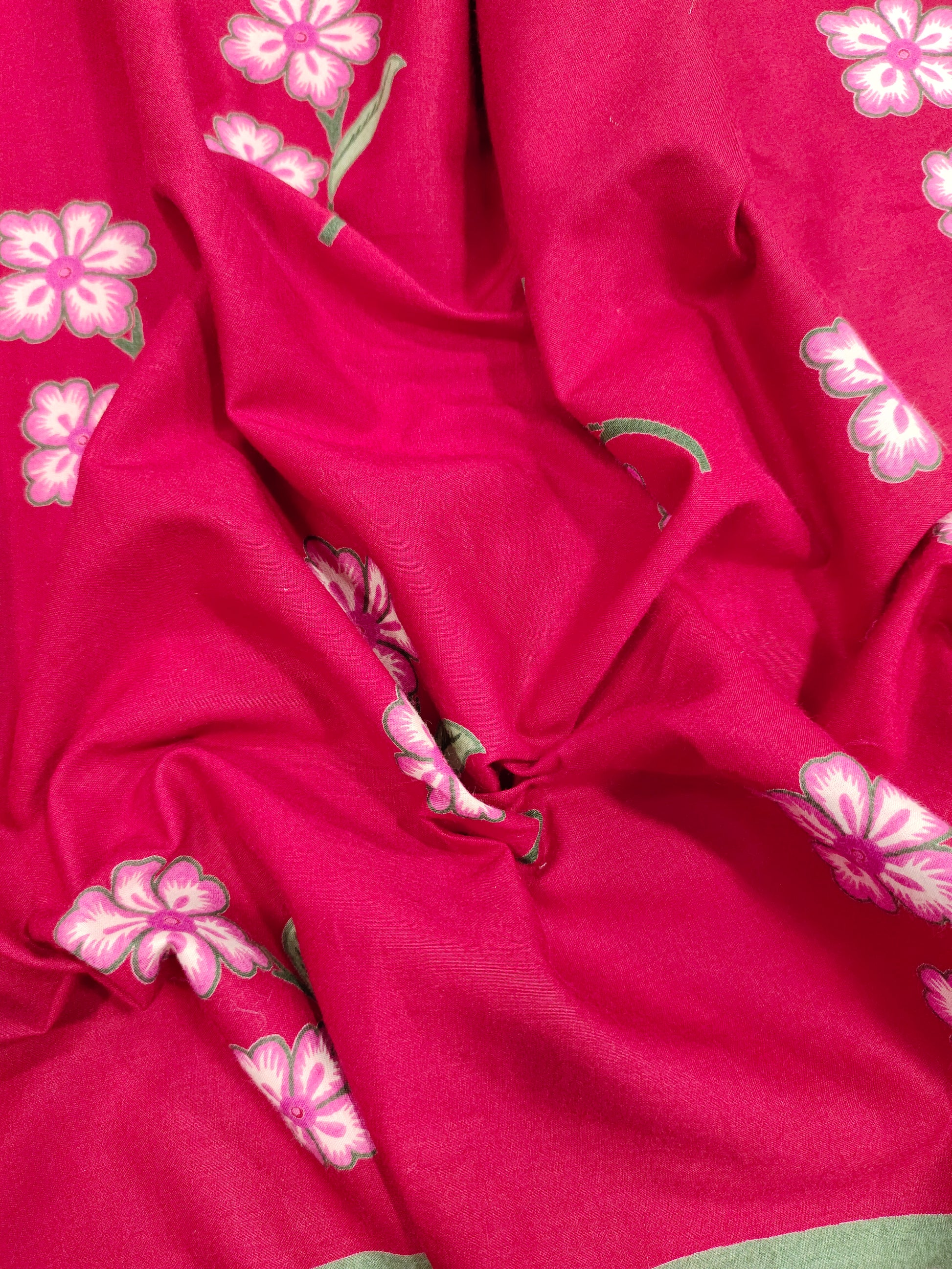 Cotton daman screen print red fabric