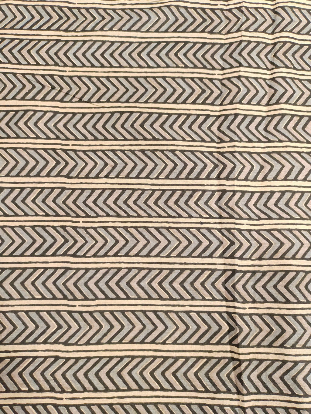 Cotton stripes screen print fabric with beige and black