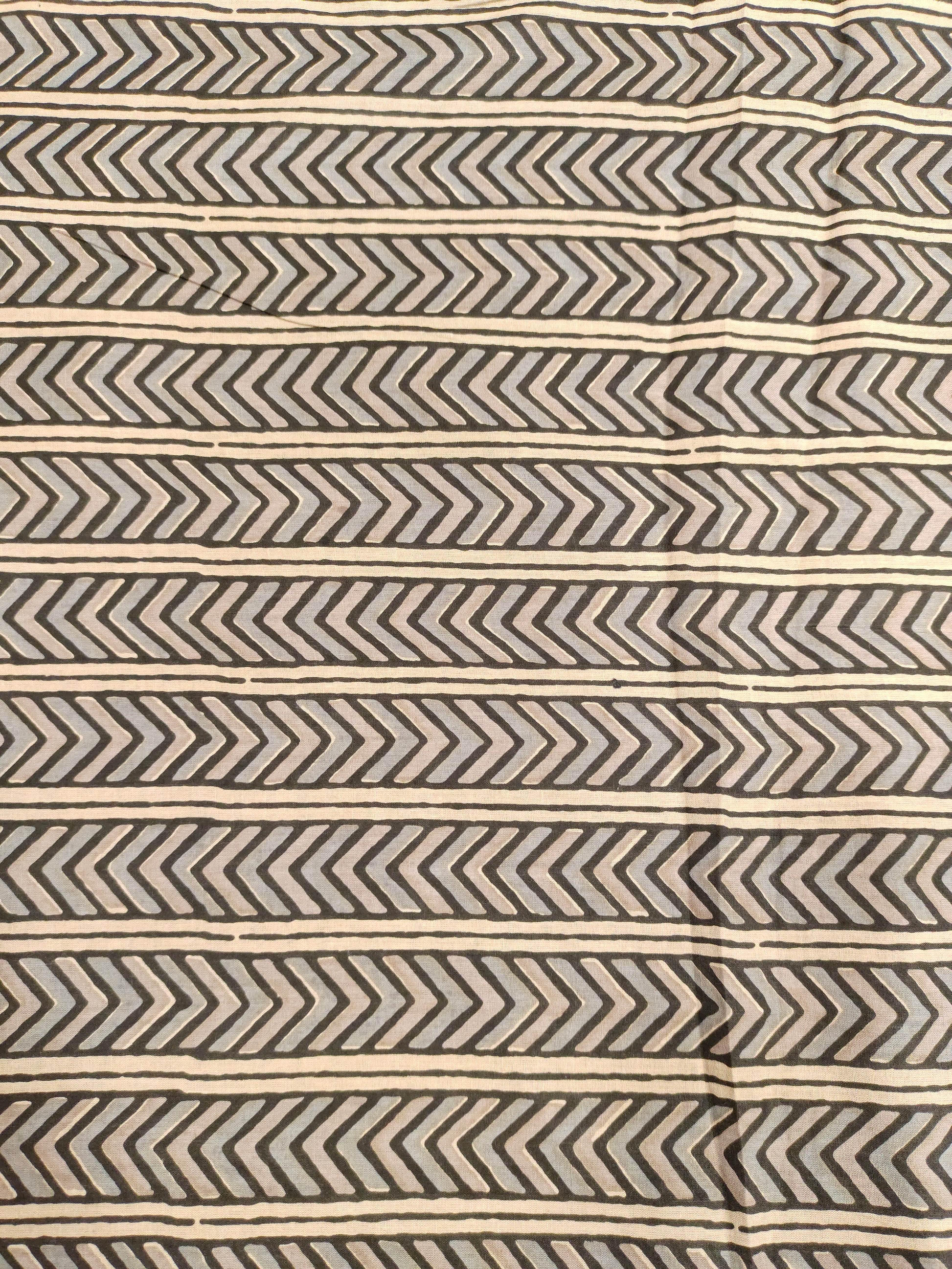 Cotton stripes screen print fabric with beige and black
