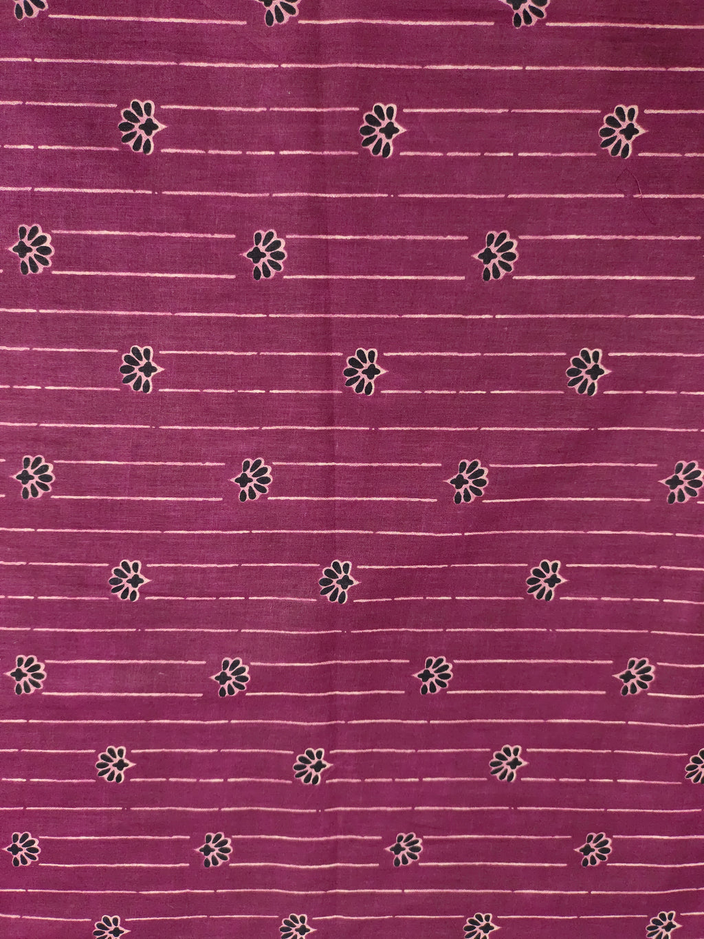 Wine cotton screen print fabric with stripes and flowers