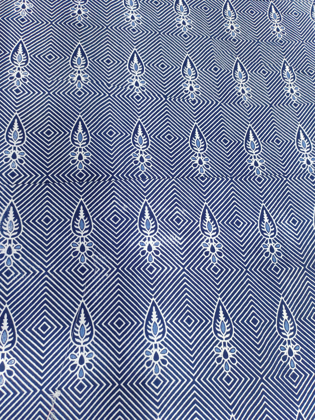 Indigo colour cotton screen print