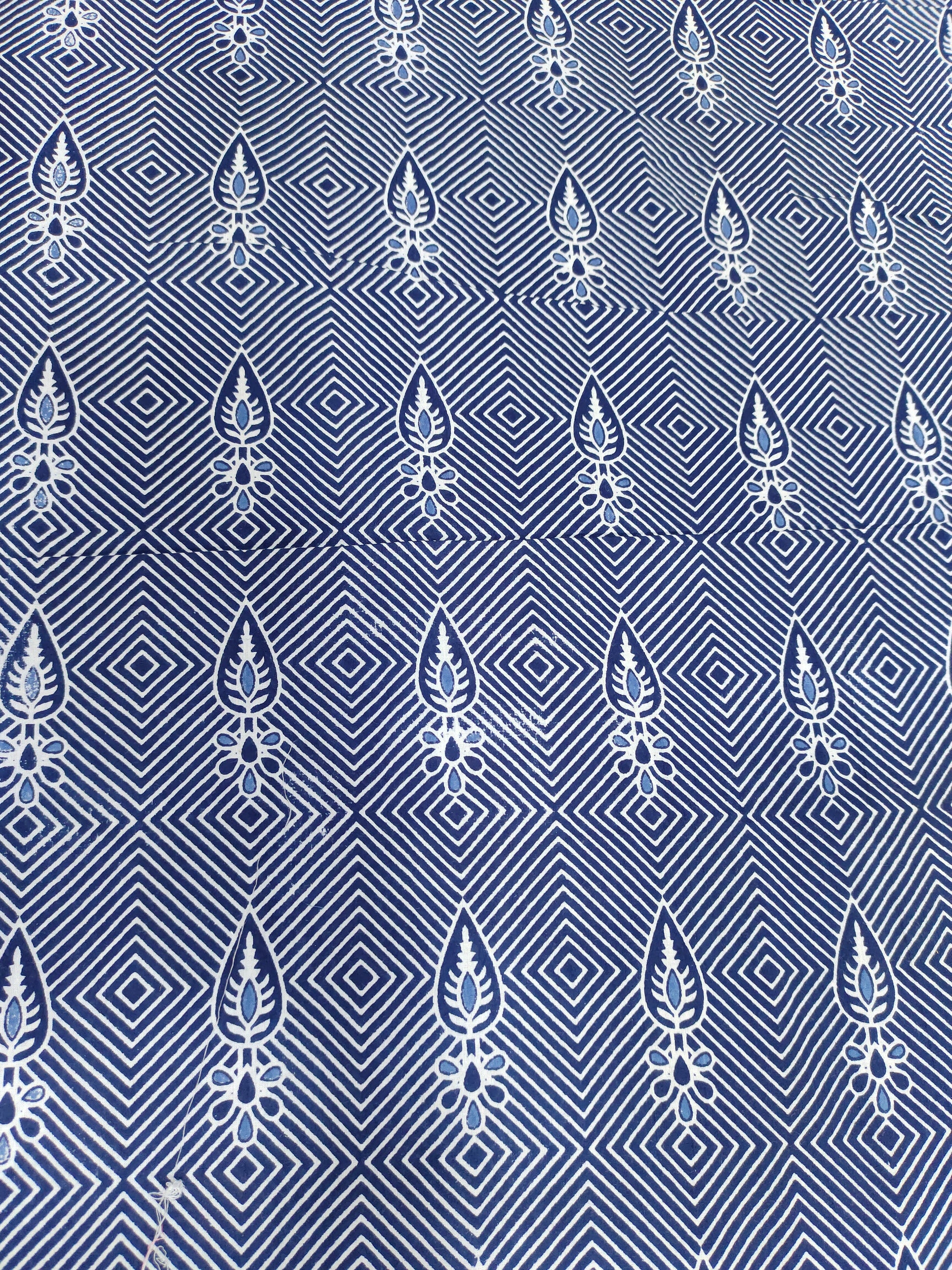 Indigo colour cotton screen print