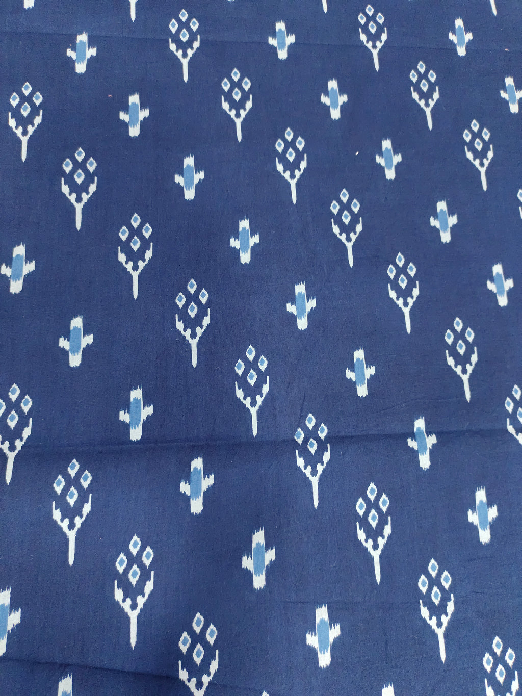 Cotton screen print fabric indigo blue color