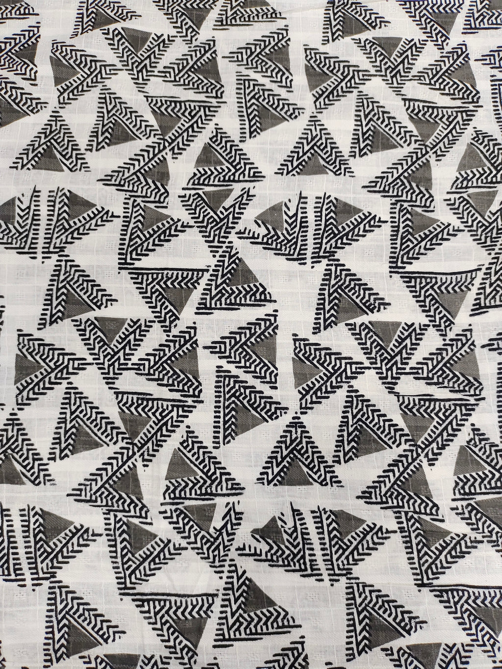 Cotton screen print fabric with triangles