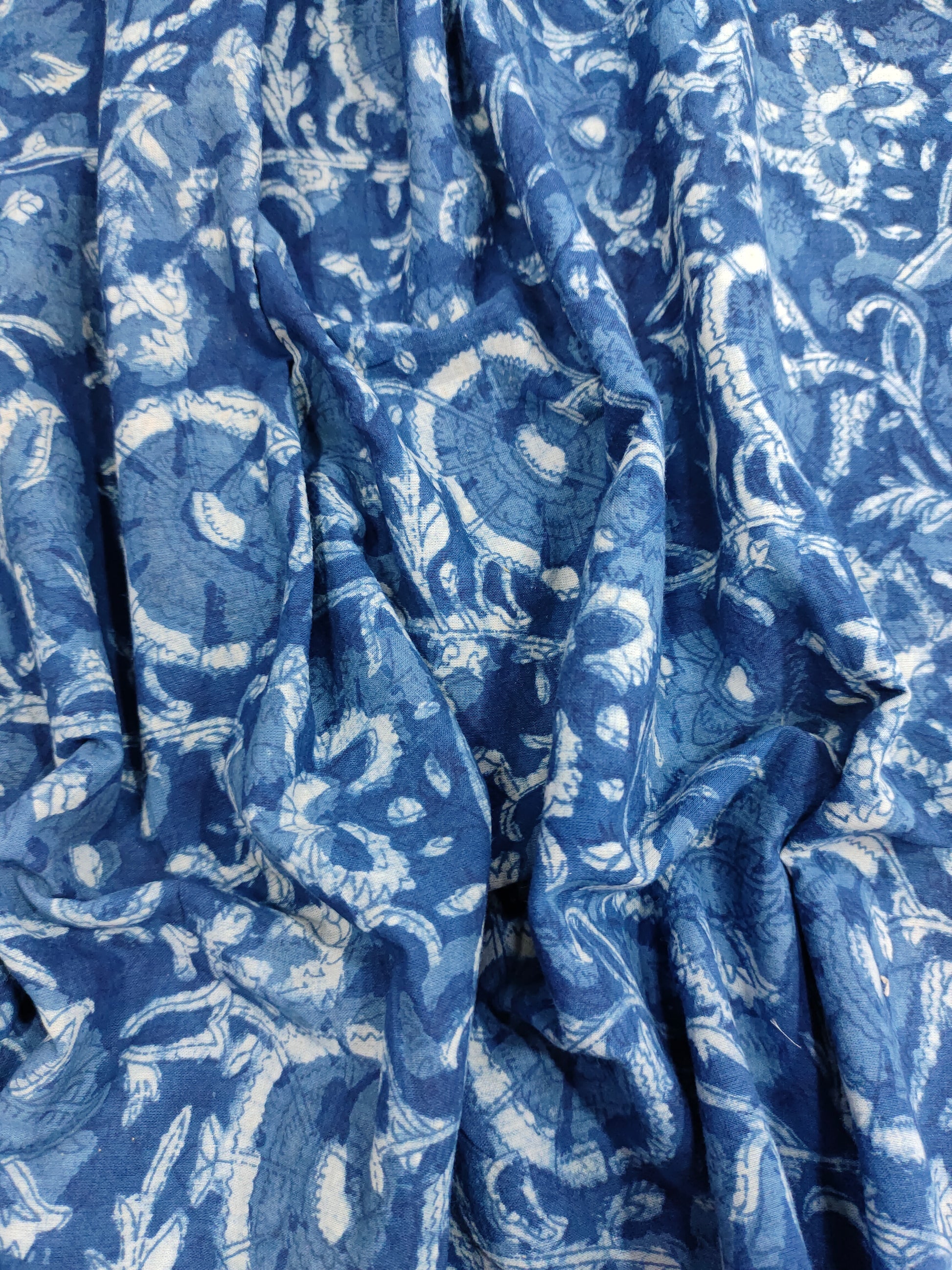 Indigo daboo hand block print fabric