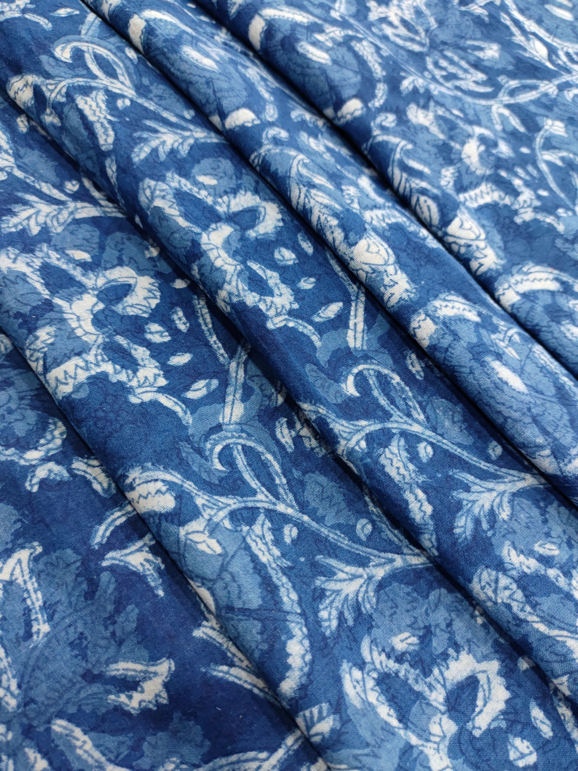 Indigo daboo hand block print fabric