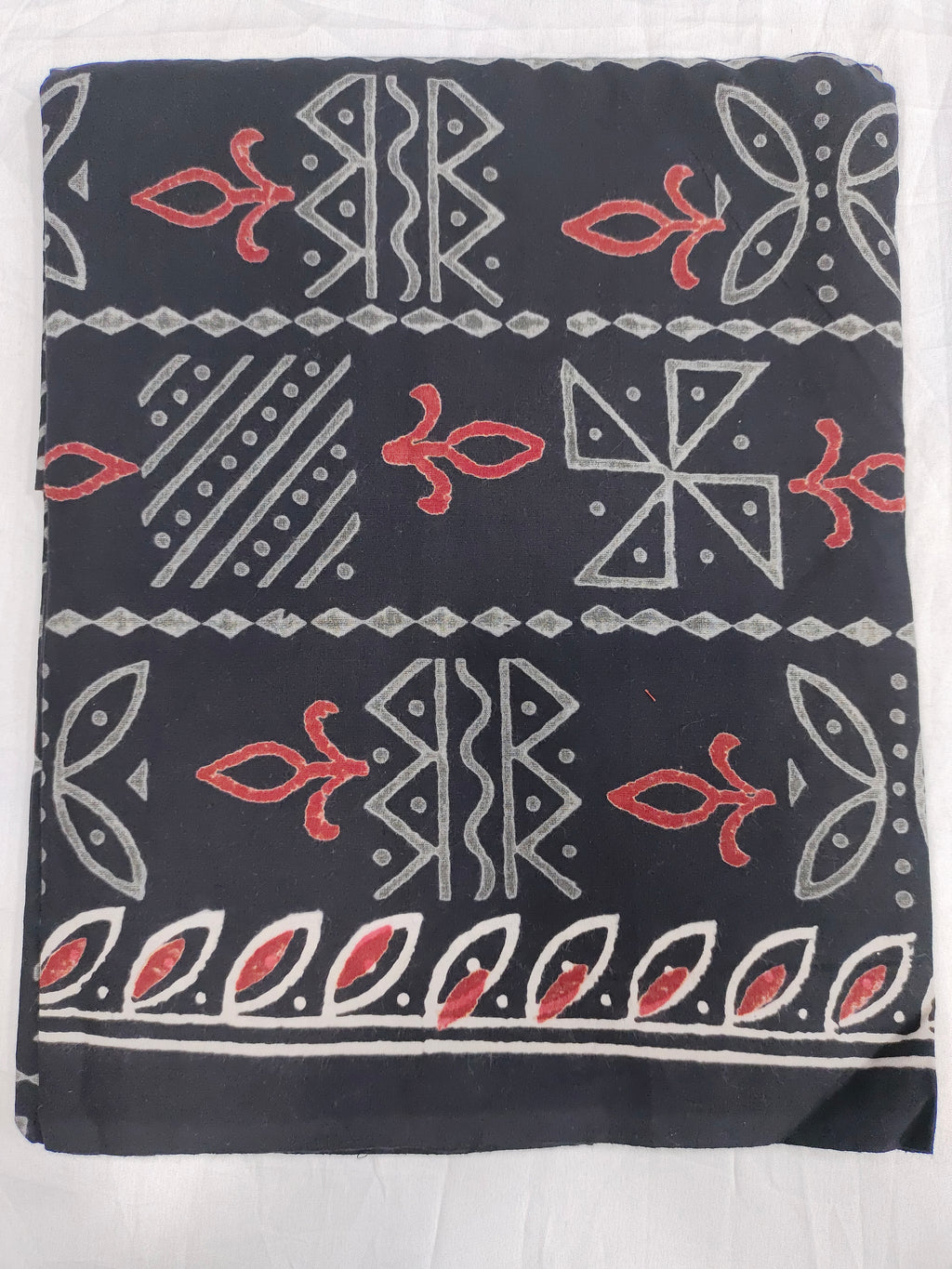 Black base with grey and maroon handblock printed set