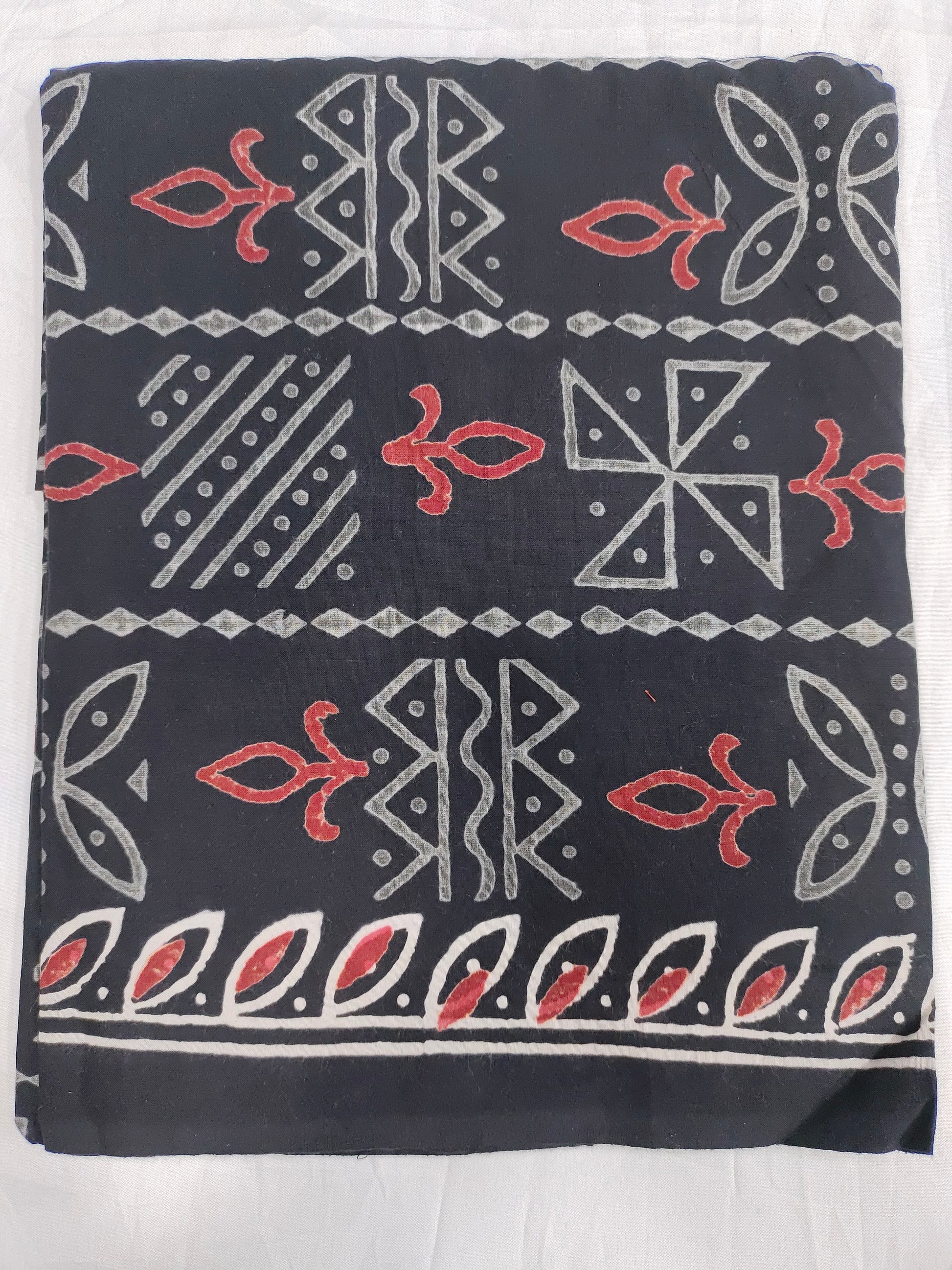 Black base with grey and maroon handblock printed set