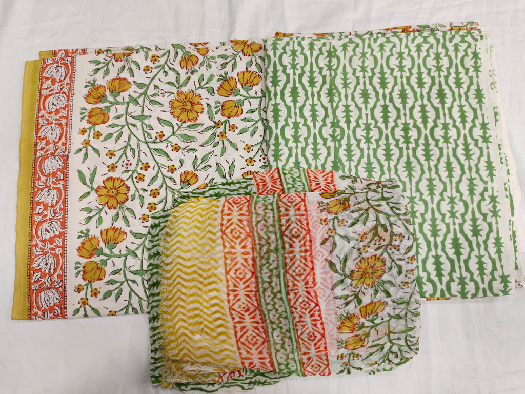 Lizzy bizzy pure hand bloc printed unstitched set