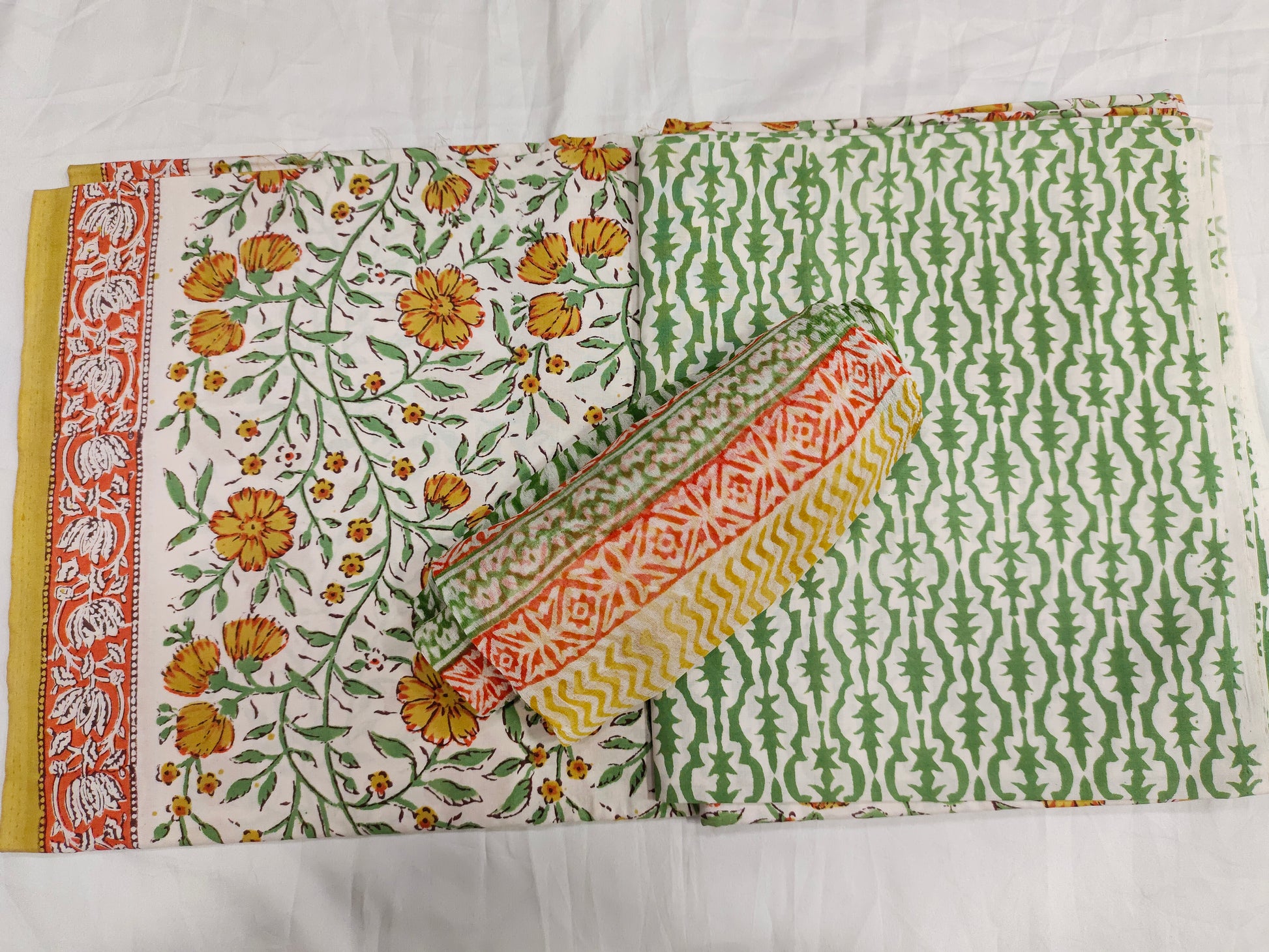 Lizzy bizzy pure hand bloc printed unstitched set