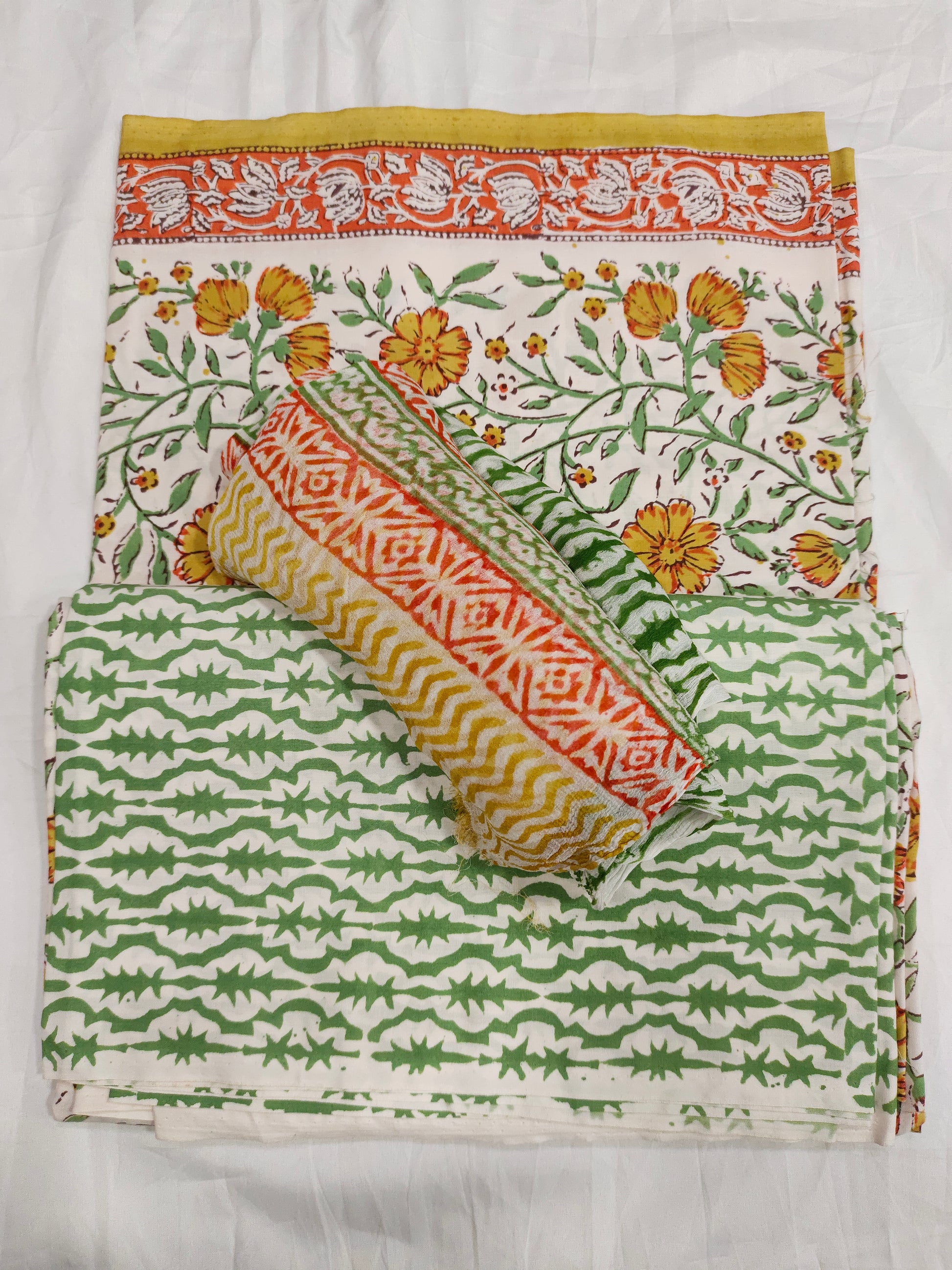 Lizzy bizzy pure hand bloc printed unstitched set