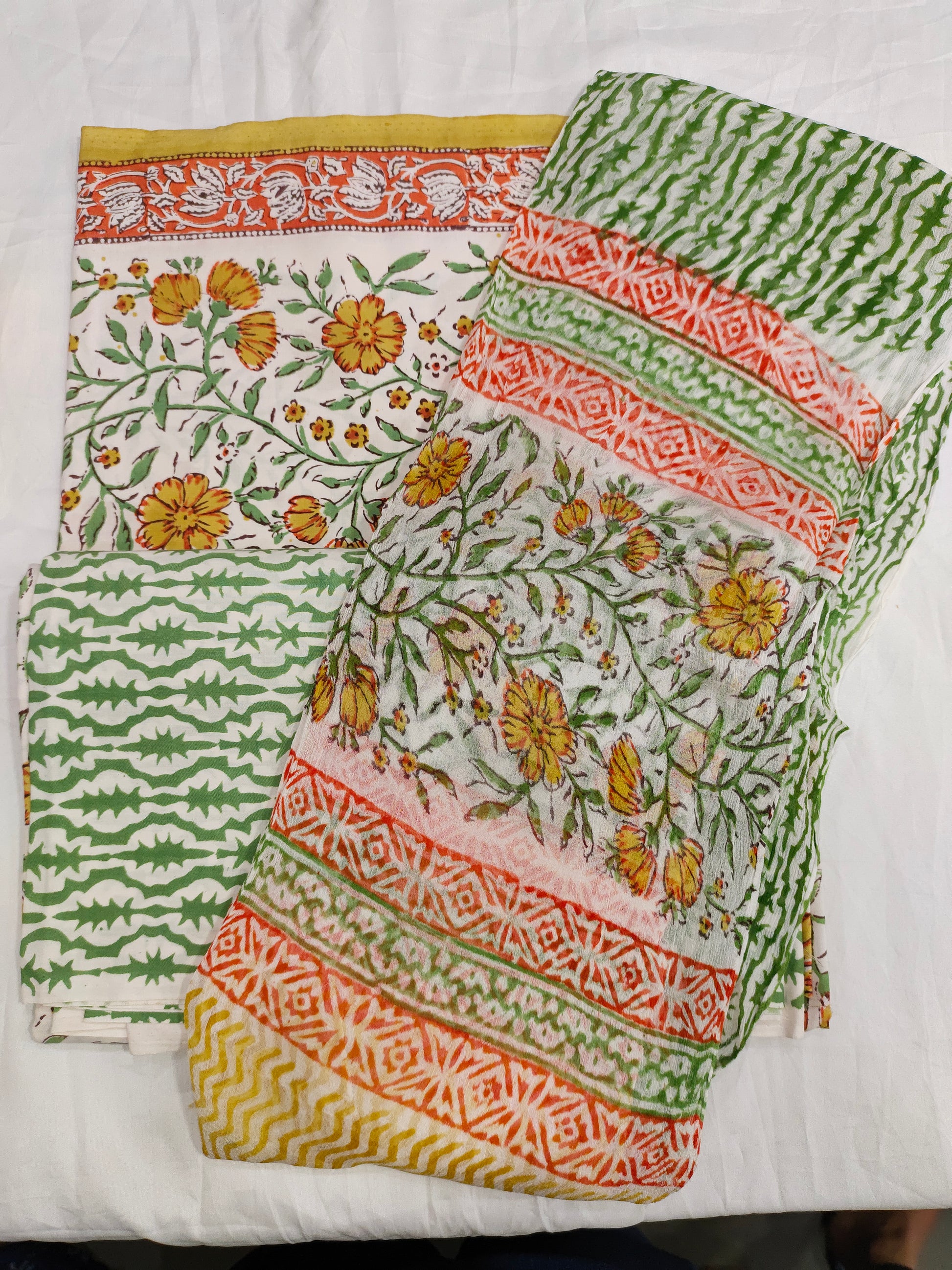 Lizzy bizzy pure hand bloc printed unstitched set