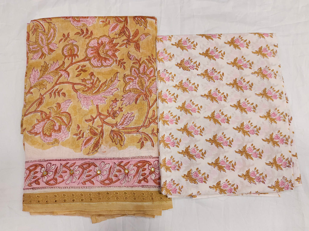 Chanderi silk block printed chudidar set and chanderi silk dupatta