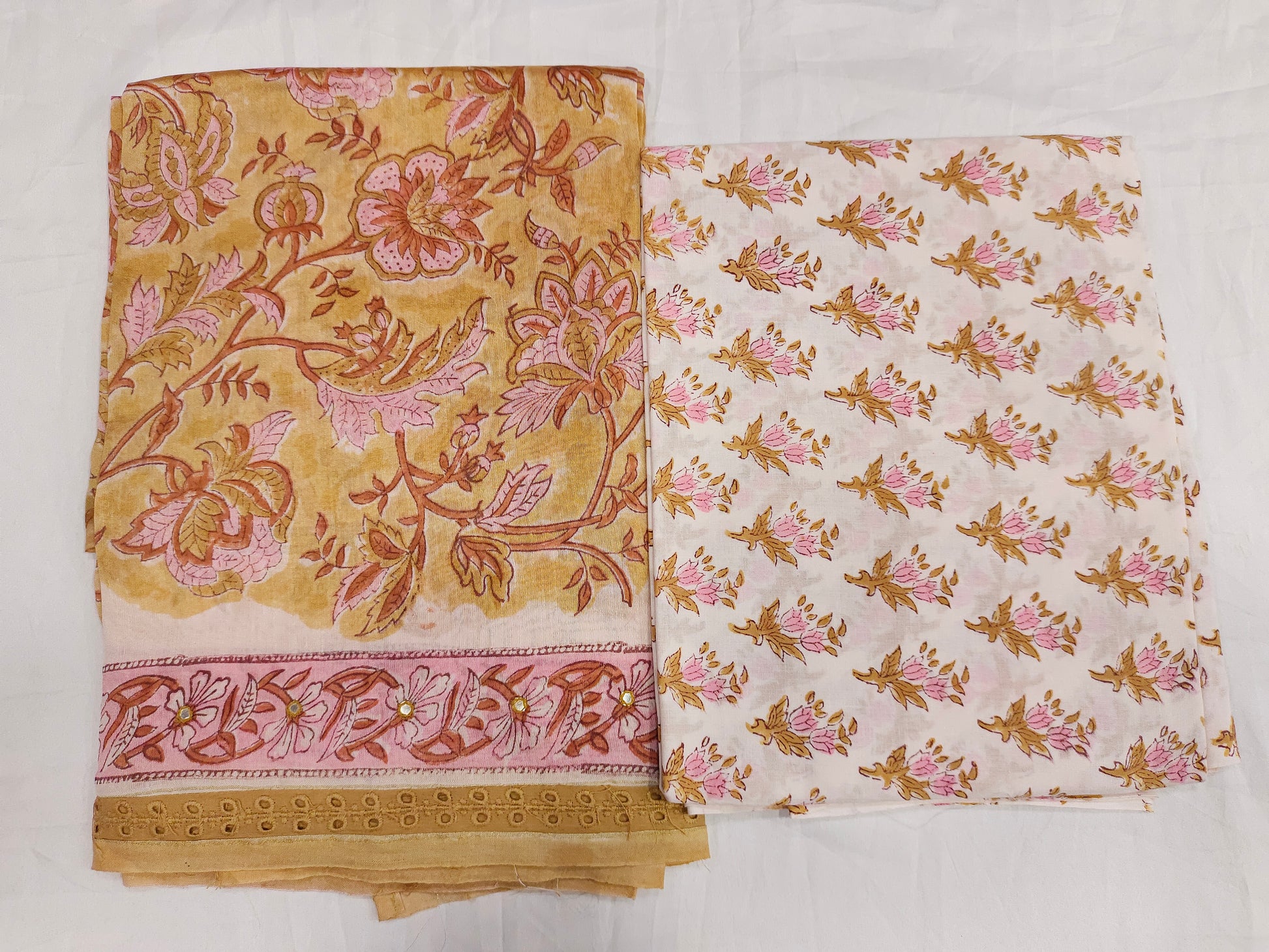 Chanderi silk block printed chudidar set and chanderi silk dupatta