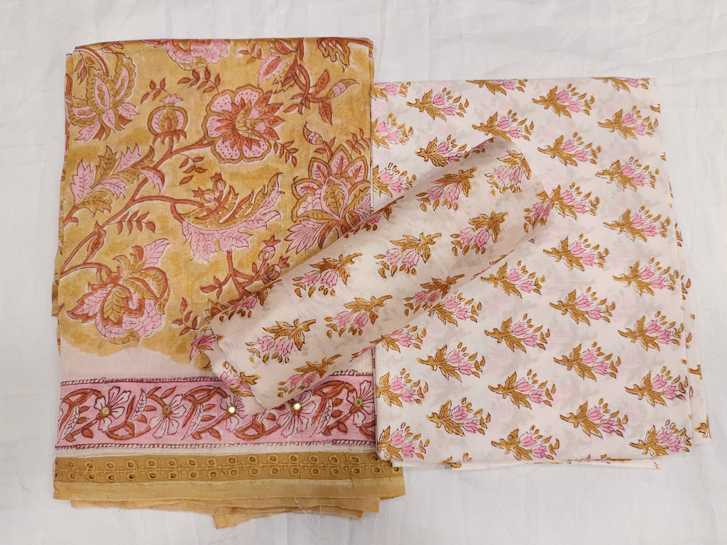Chanderi silk block printed chudidar set and chanderi silk dupatta