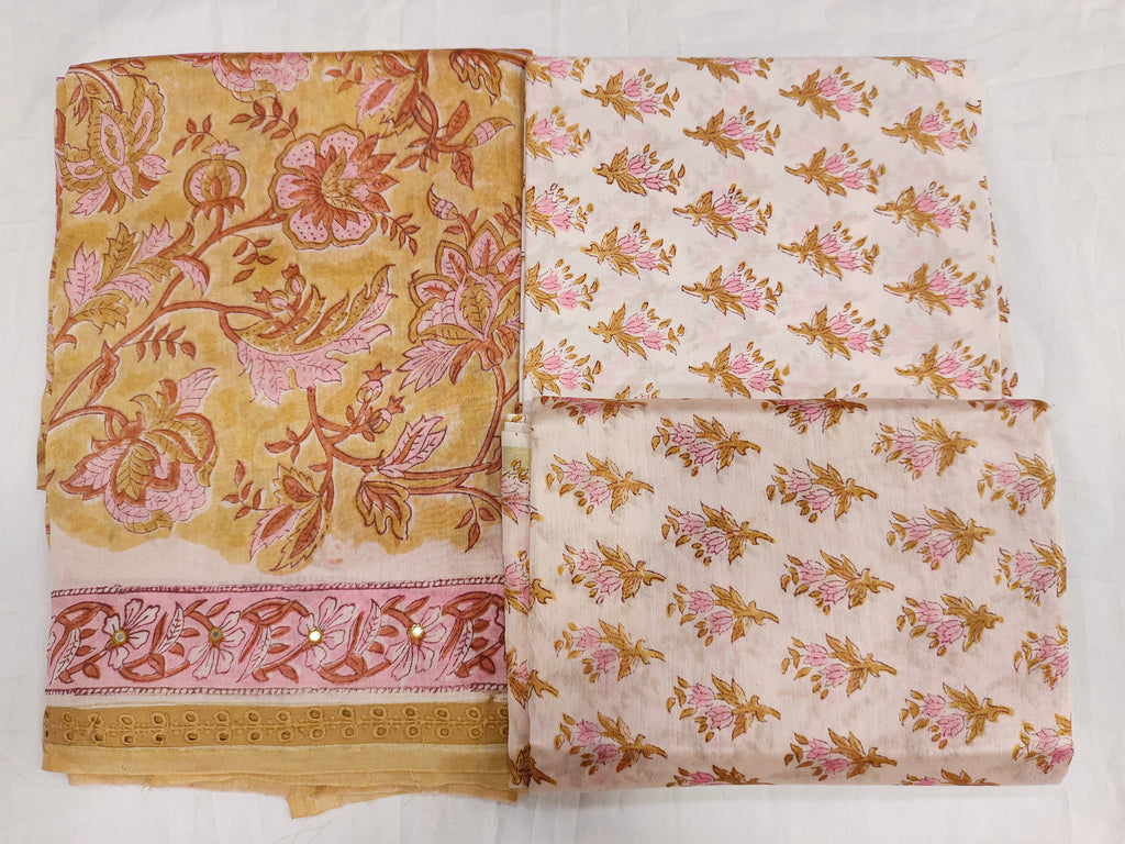 Chanderi silk block printed chudidar set and chanderi silk dupatta
