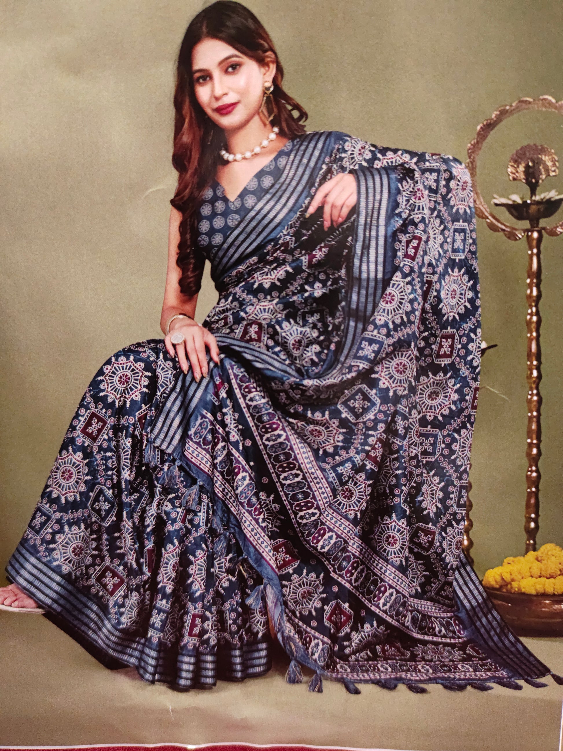 Sawan ajrak blue in color