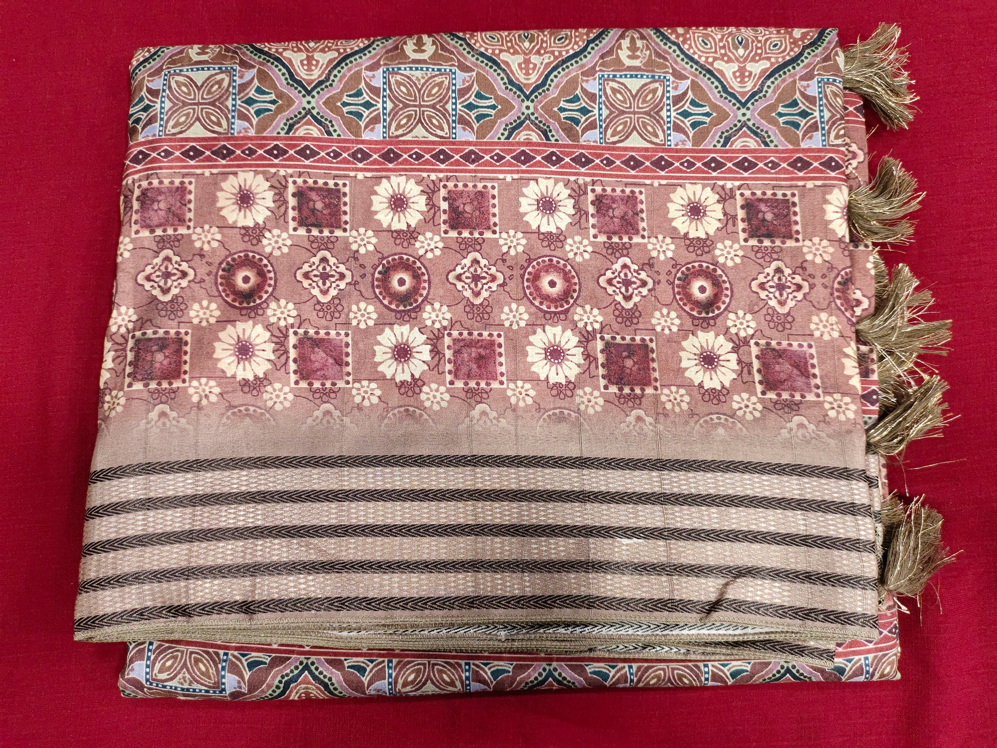 Sawan ajrak coffe and beige color