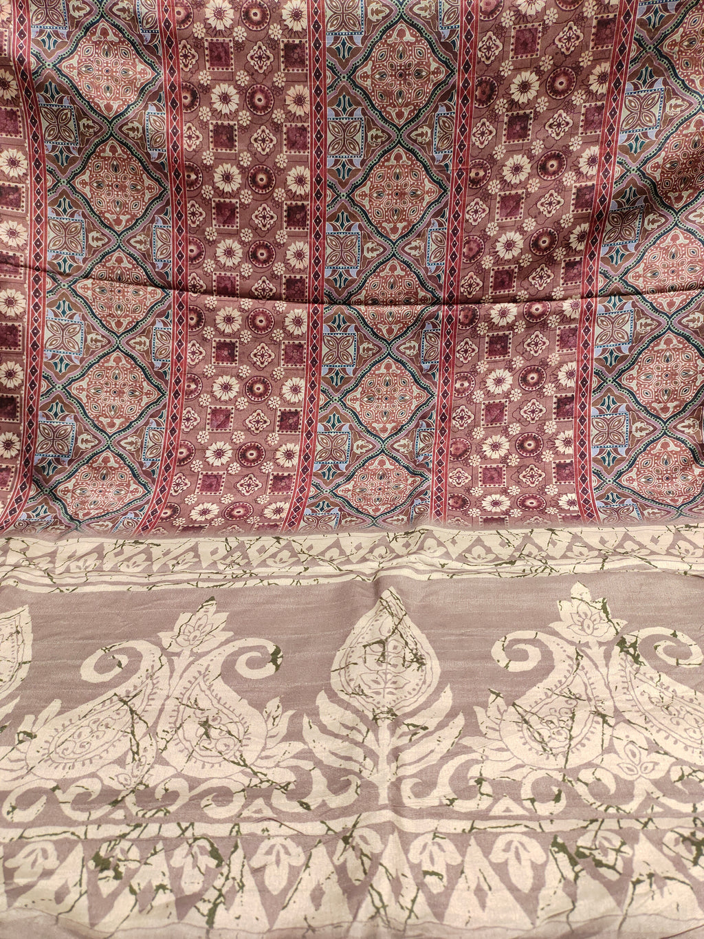 Sawan ajrak coffe and beige color