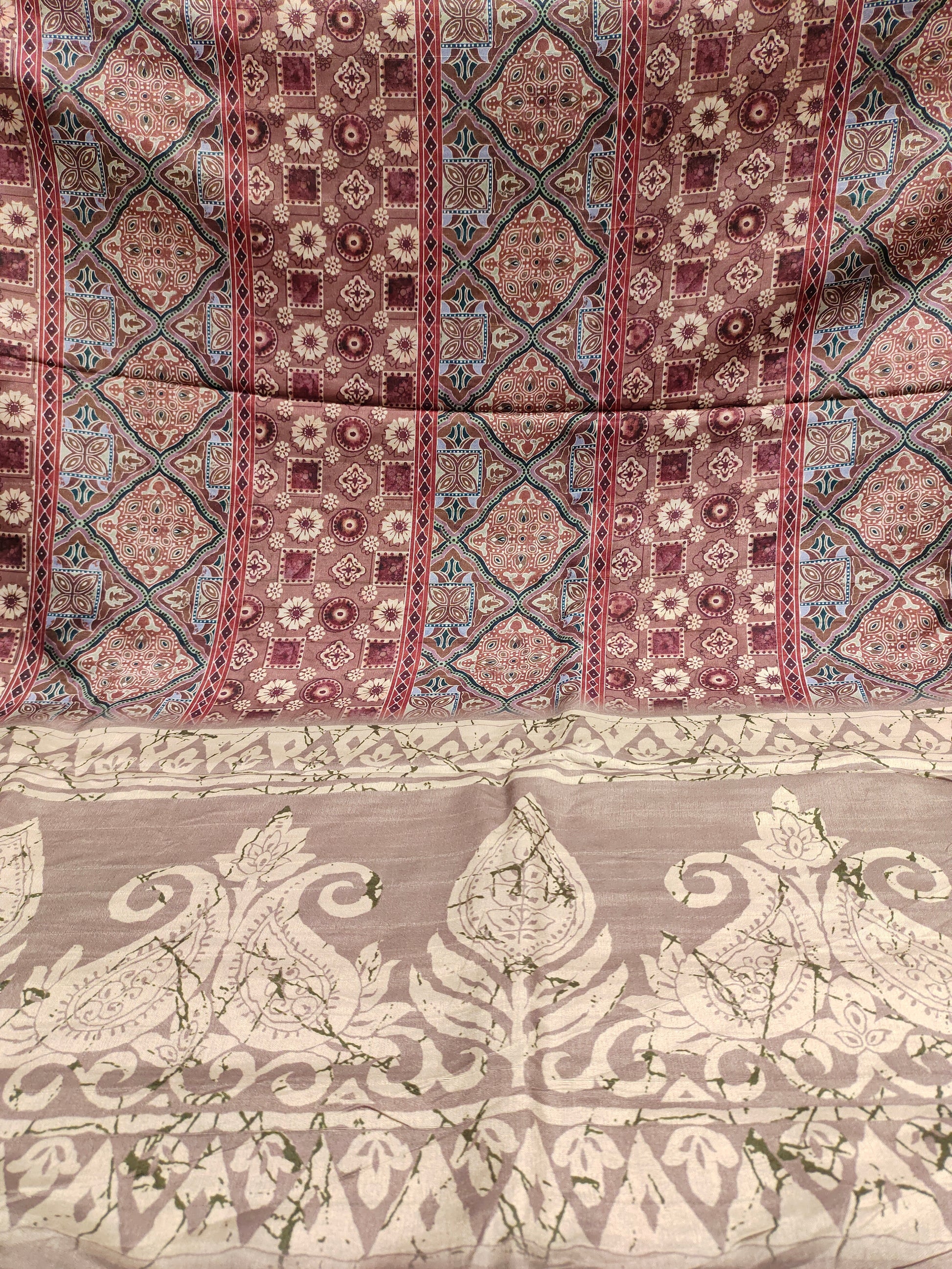 Sawan ajrak coffe and beige color