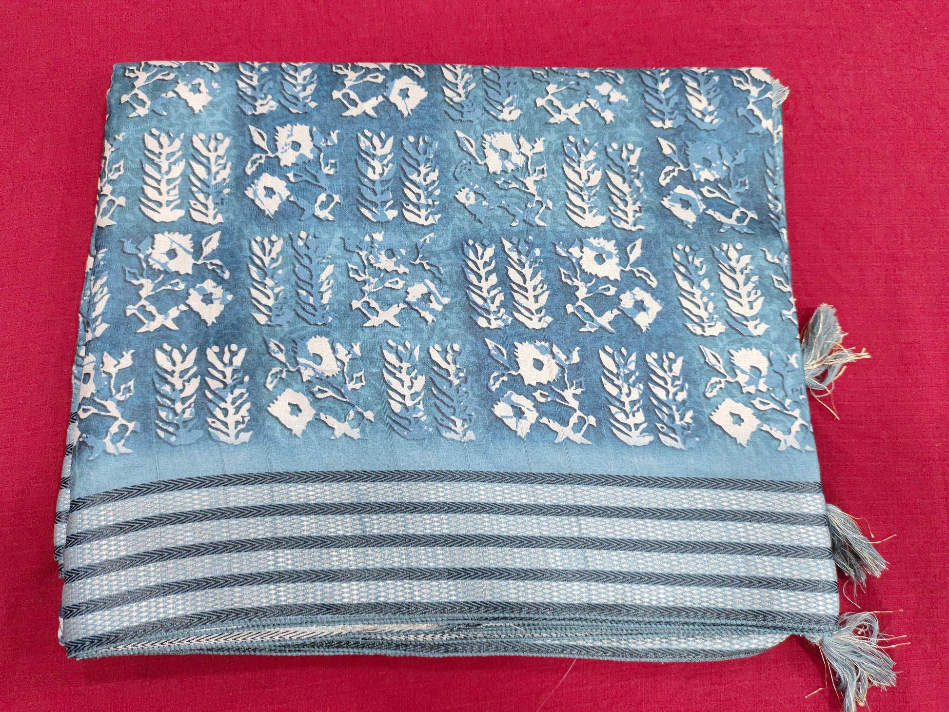 Blue ajrakh print with border