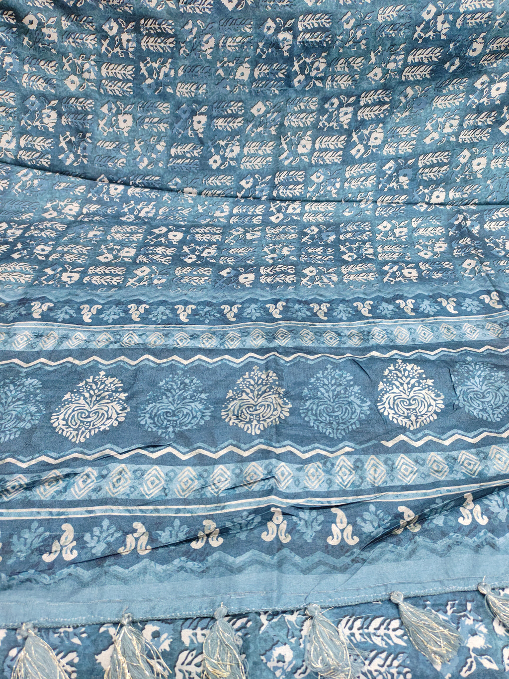 Blue ajrakh print with border