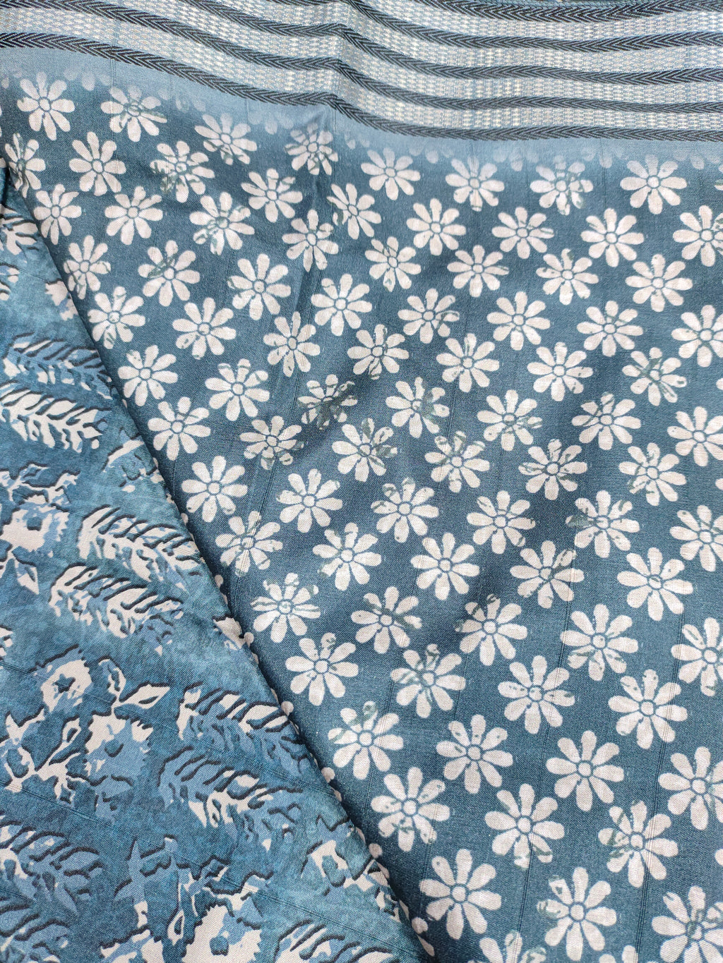 Blue ajrakh print with border