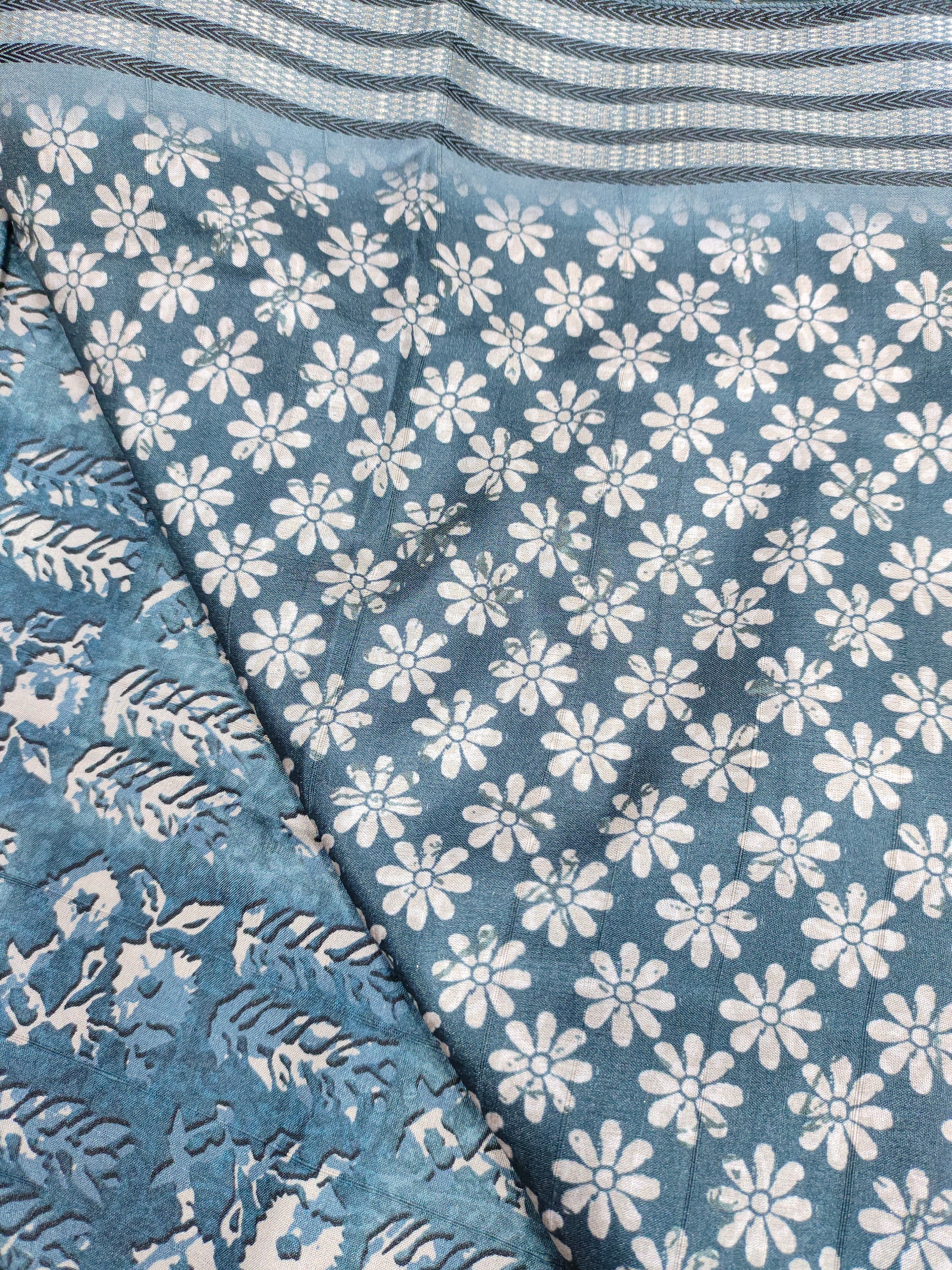 Blue ajrakh print with border