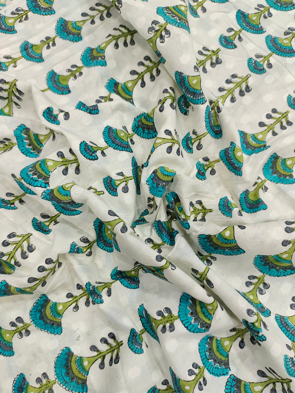 Cotton jacquard hand block print