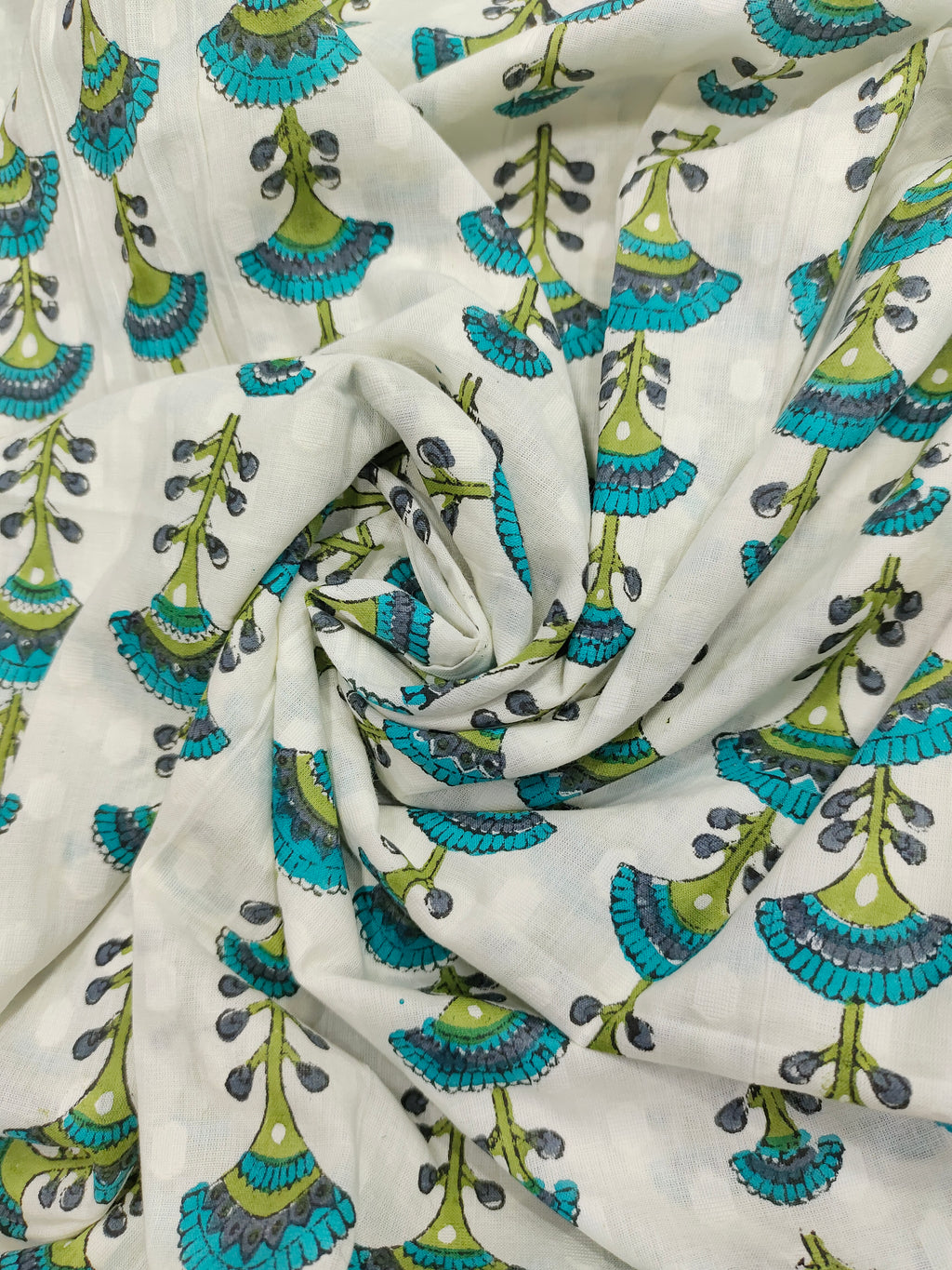 Cotton jacquard hand block print