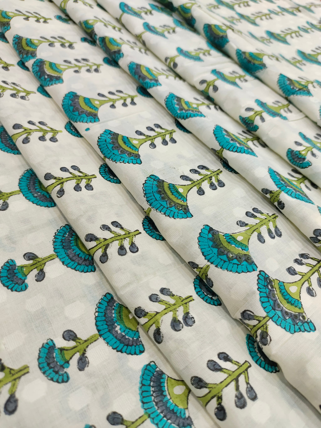 Cotton jacquard hand block print