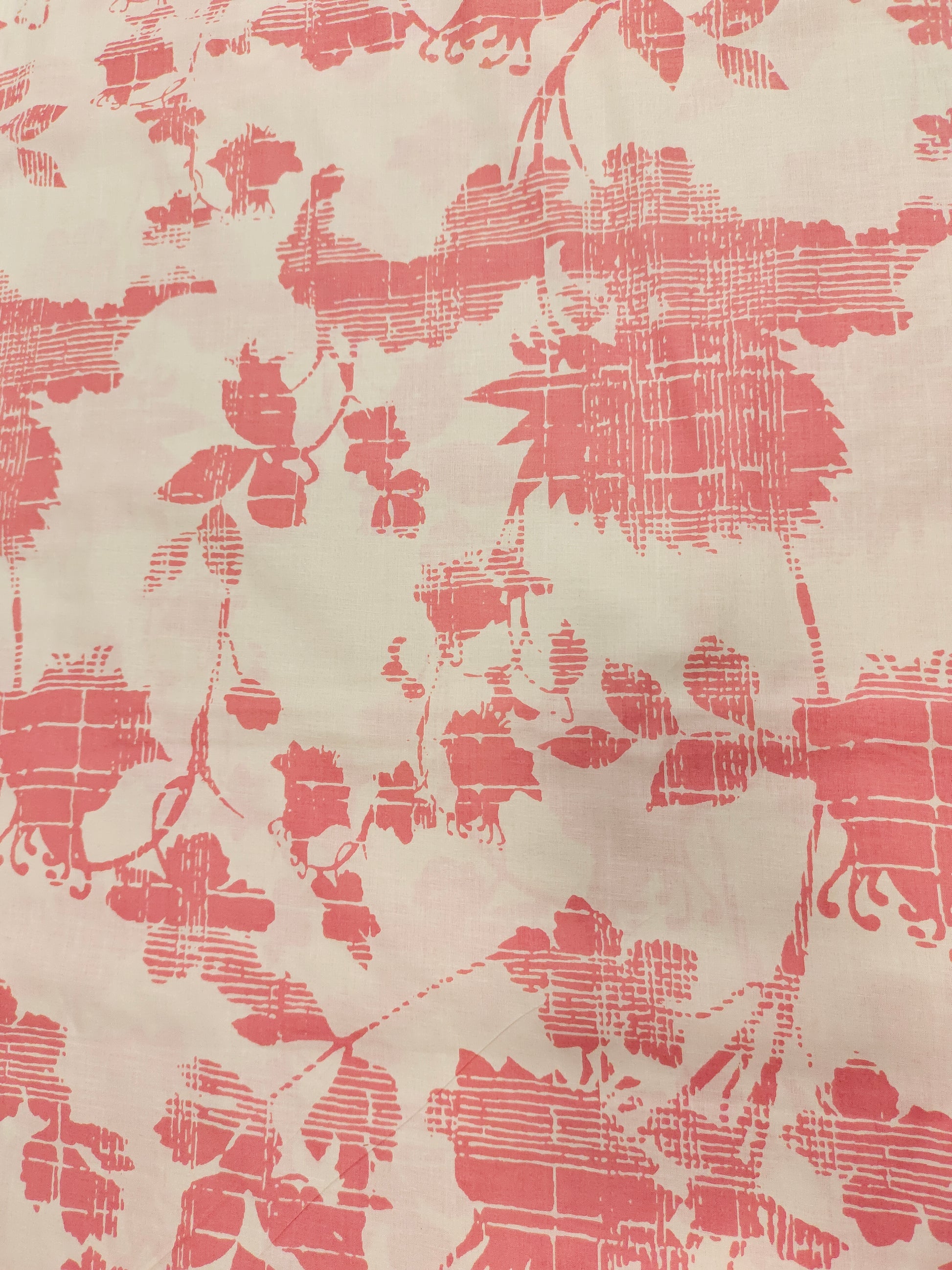 Offwhite cotton fabricwith peach floral print