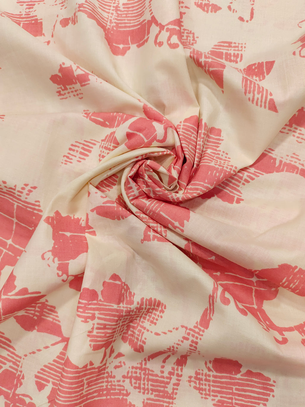 Offwhite cotton fabricwith peach floral print
