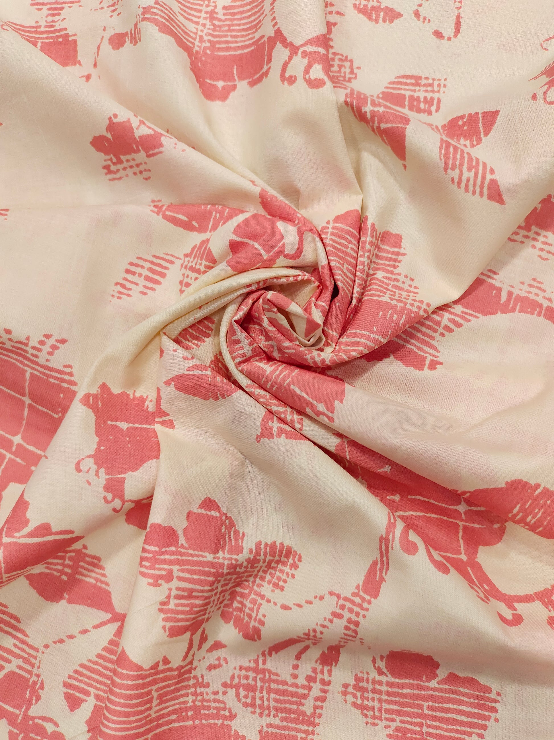 Offwhite cotton fabricwith peach floral print