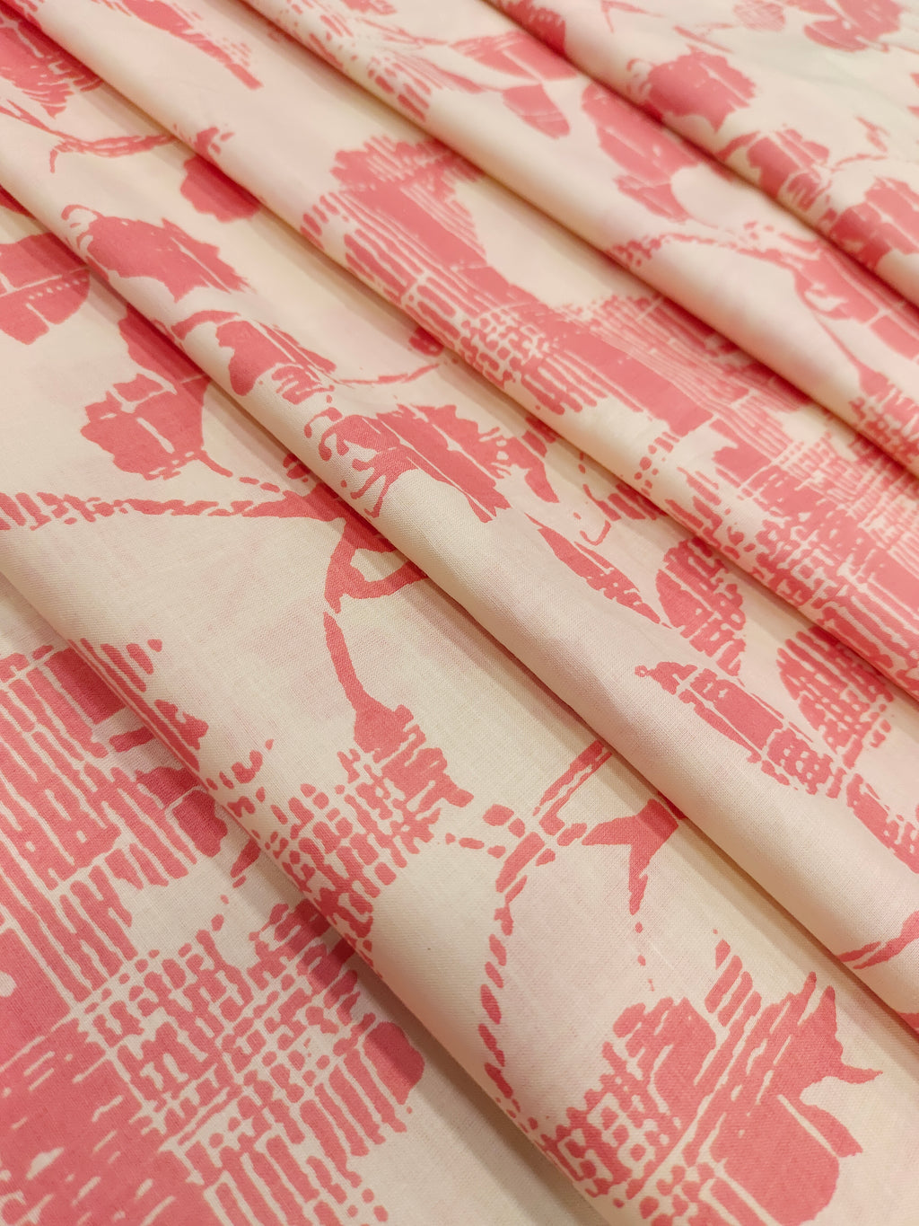 Offwhite cotton fabricwith peach floral print